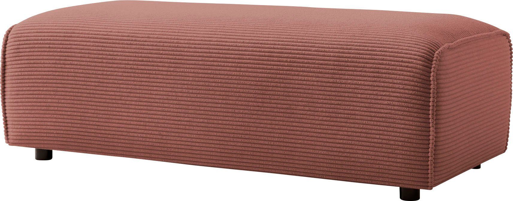 LeGer Home by Lena Gercke Hocker PIARA, poef met biesnaad in cord of linnenlook bij de serie piara, rechthoekig, zwarte voeten, comfortabel zitcomfort