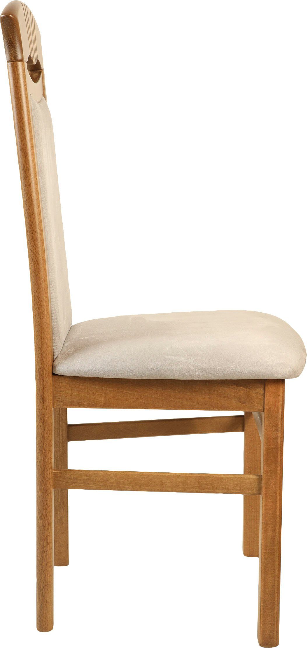 Home affaire Eetkamerstoel Franz slijtvast microvezel, onderstel beuken naturel of wit, houten stoel (set, 2 stuks)