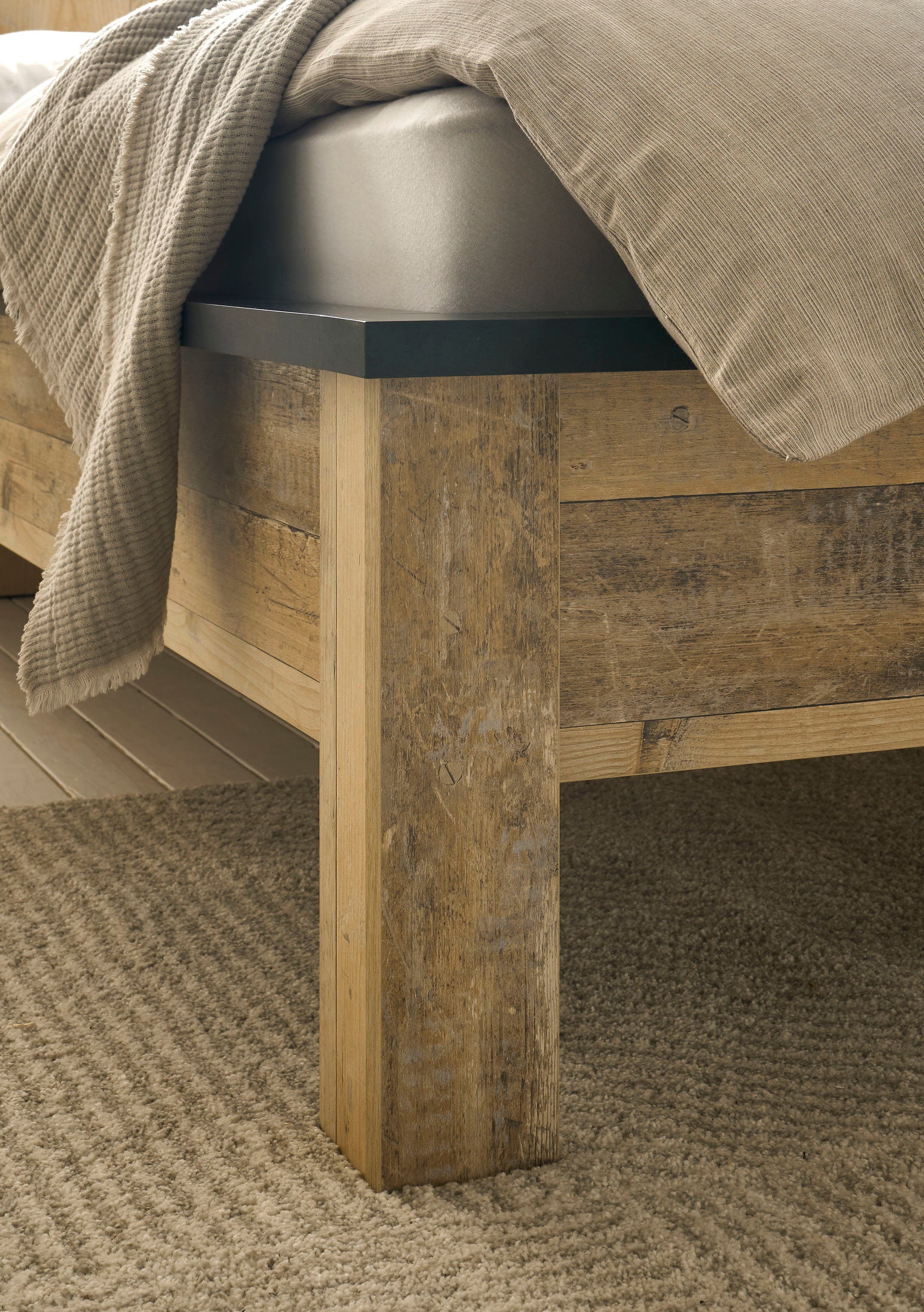 Home affaire Slaapkamerserie Sherwood Ligoppervlak 140 x 200 cm, kast 3-deurs 162 cm breed (4-delig)