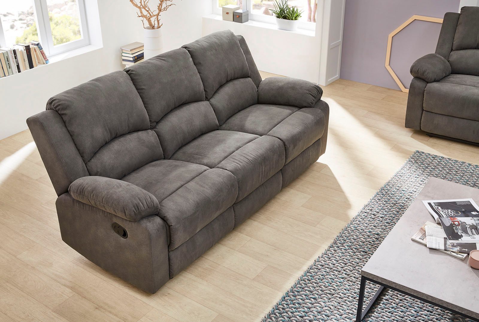 Jockenhöfer Gruppe 3-zitsbank Dakota Ligfunctie met halfautomatische relaxfunctie, TFK bekleding