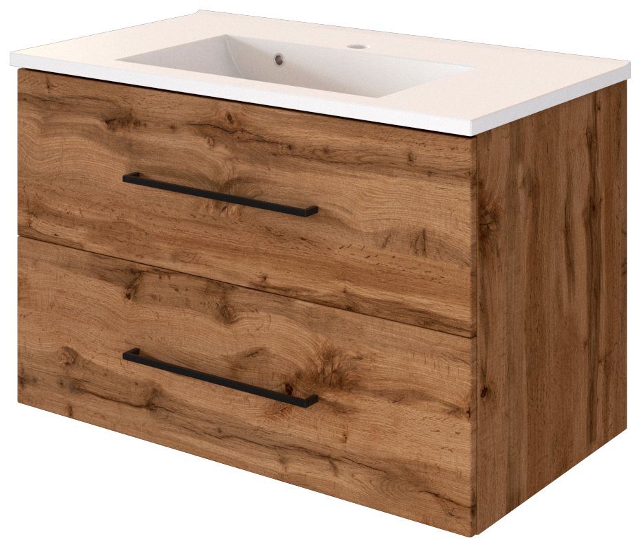 welltime Wastafelonderkast Luena Breedte 80 cm wastafelmeubels bruin