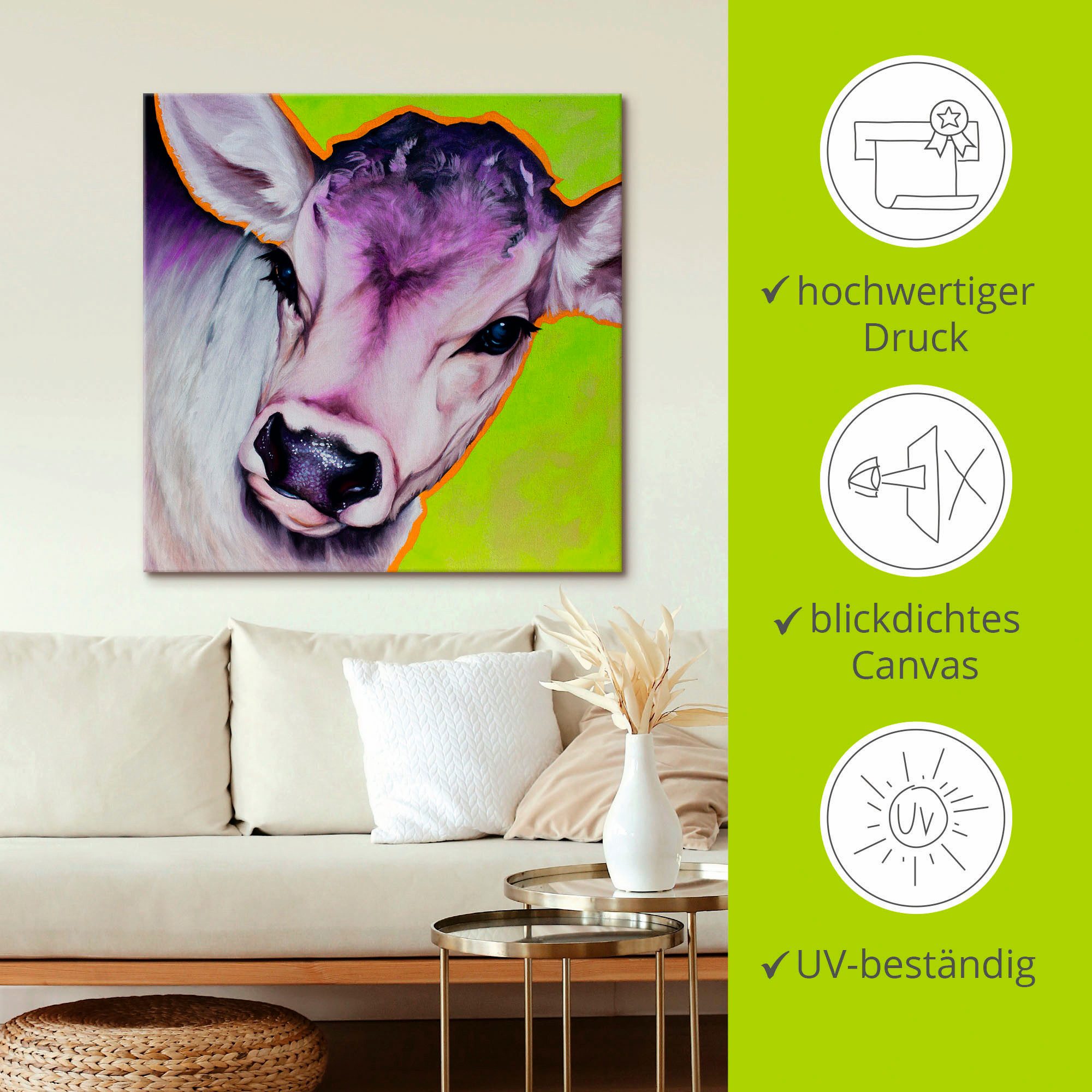 Artland Artprint op linnen Koe Pretty Betty gespannen op een spieraam