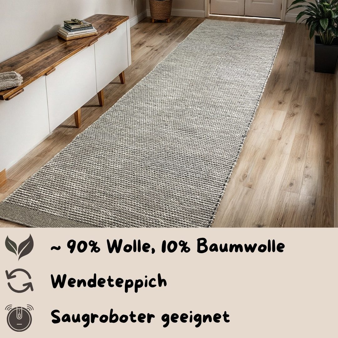 my home Wollen kleed Odenne handgeweven omkeerbare tapijt, gemêleerd uiterlijk, 100% wol, woonkamer