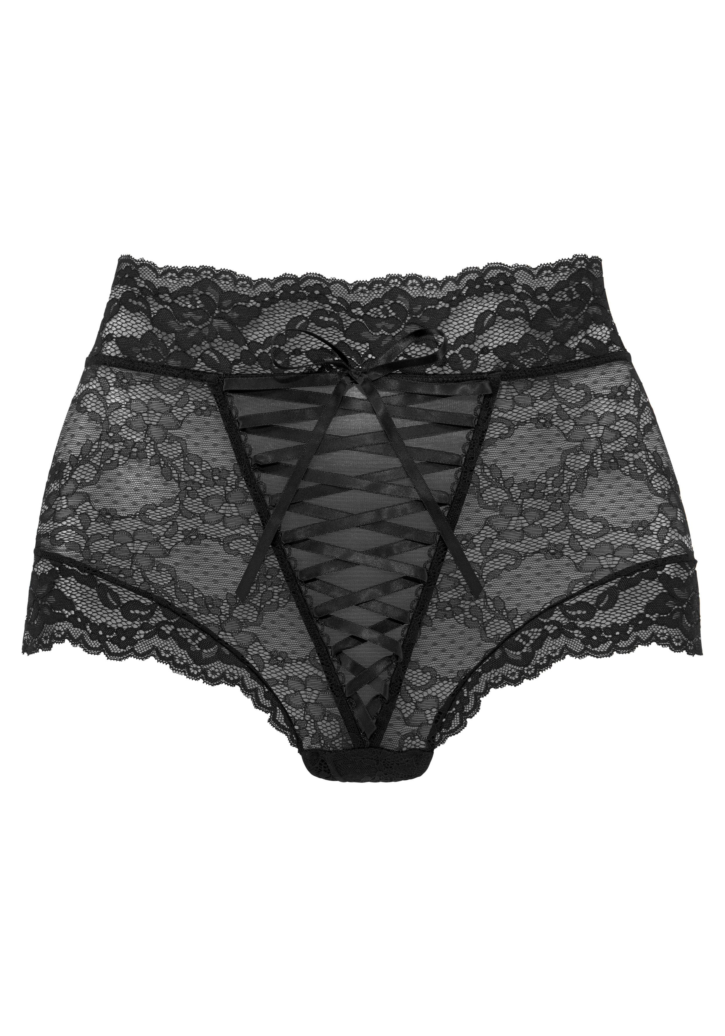 petite fleur gold High-waist-slip-ouvert met extravagante vetersluiting, sexy lingerie, sexy lingerie