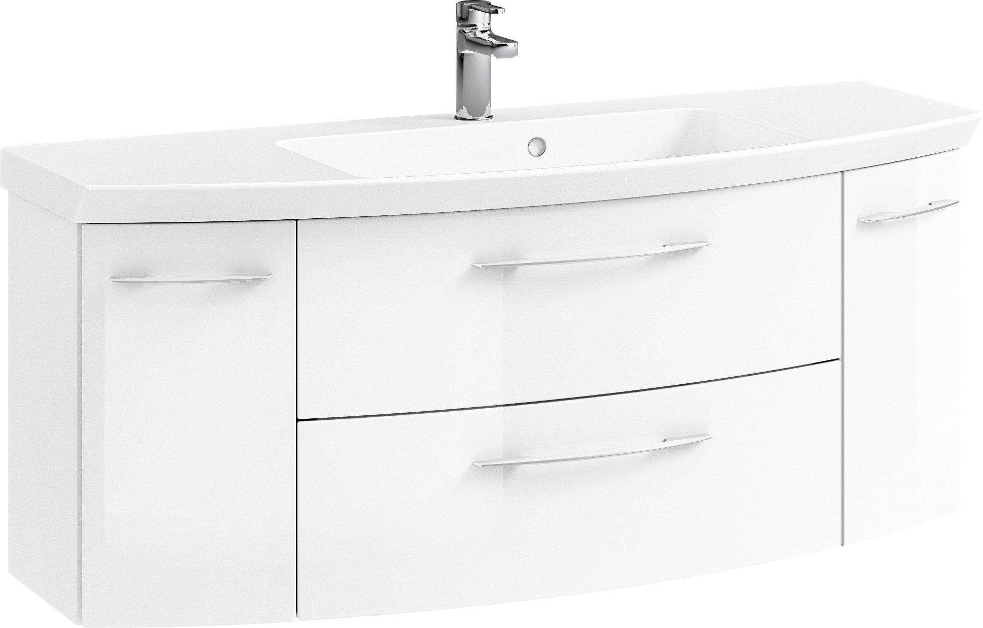 Saphir Badkamerserie Cassca sprint 2-delig mineraalmarmeren wastafel met led-spiegelkast (2-delig)