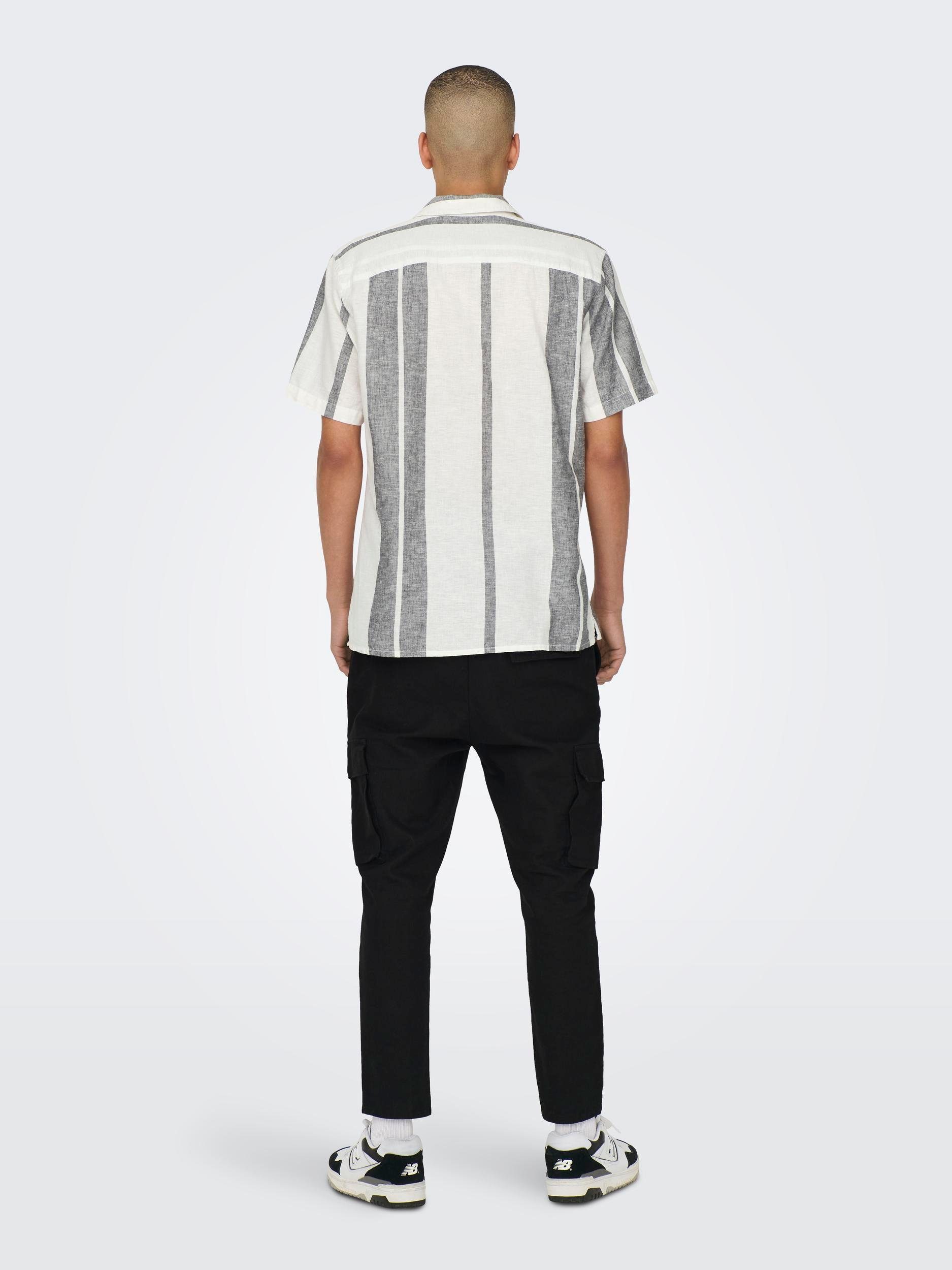 ONLY & SONS Overhemd met korte mouwen ONSCAIDEN SS STRIPE LINEN RESORT NOOS