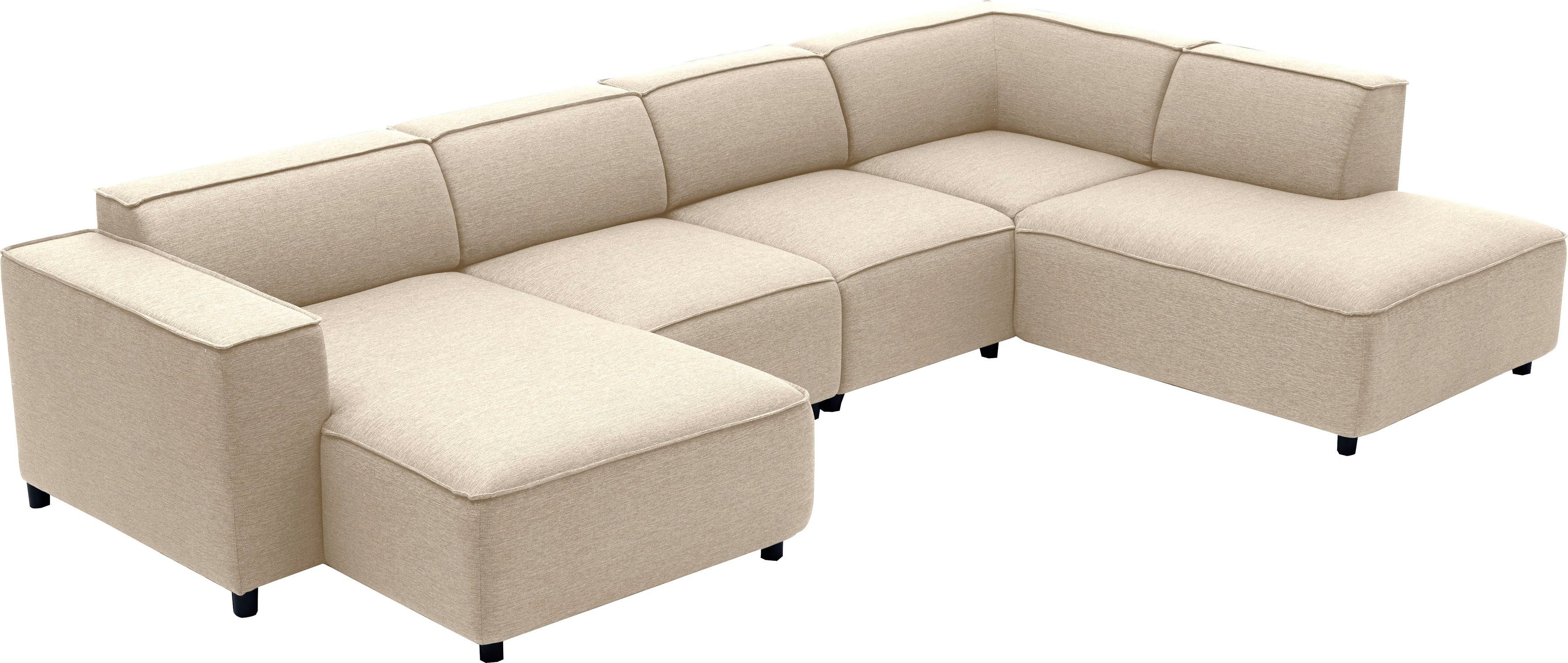 ATLANTIC home collection Zithoek Bulky U-vorm in u-model en xxl-zitoppervlak, modulair gemonteerd