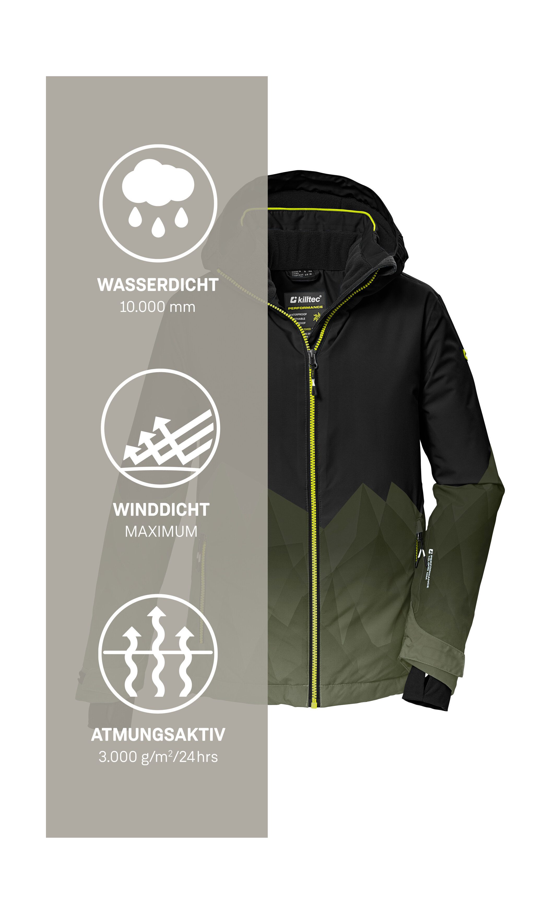 Killtec Ski-jack KSW 383 BYS SKI JCKT Water- en winddichte ski jas met verstelbare capuchon