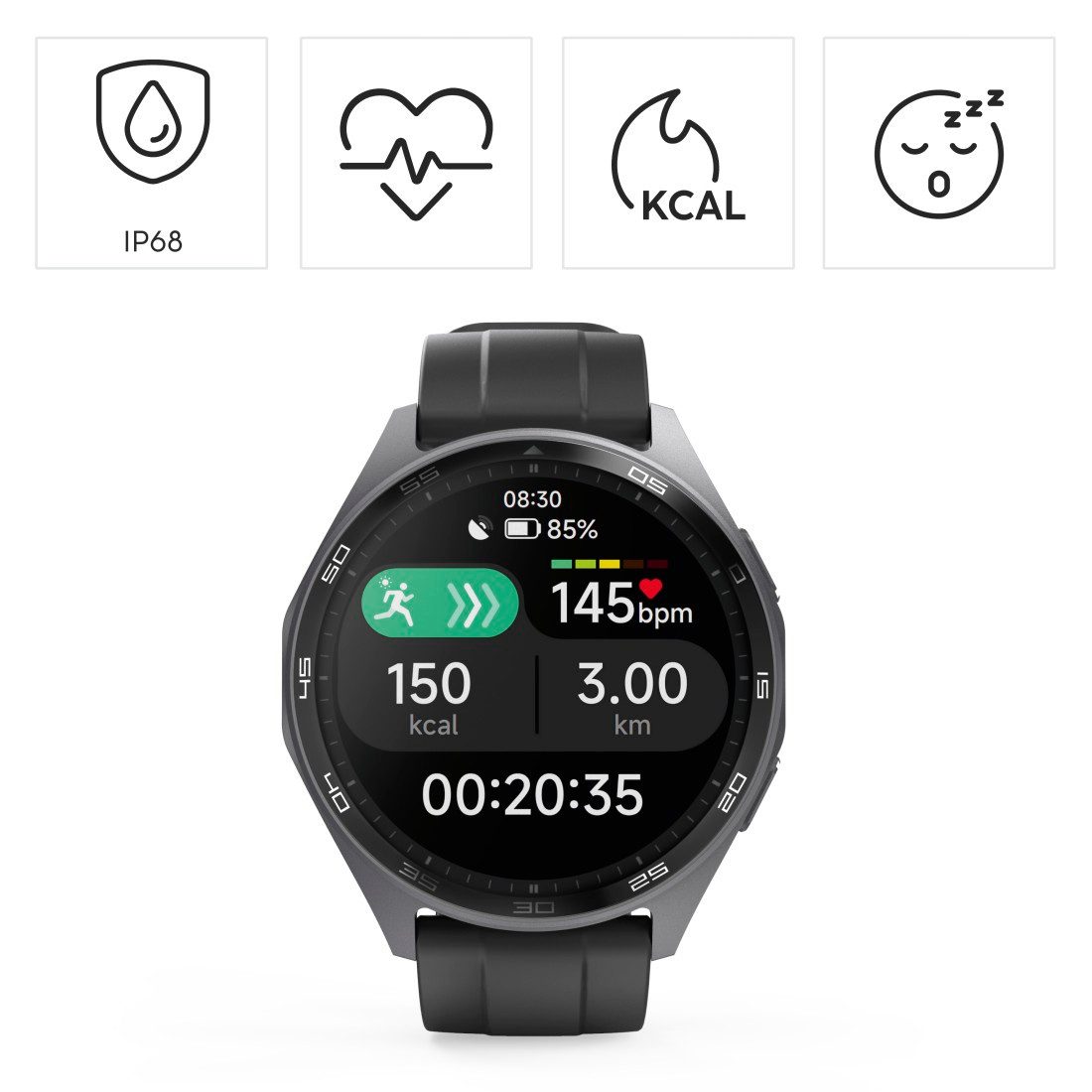 Hama Smartwatch 1,43“ met GPS (fitness, belfunctie, hartslag, waterdicht)