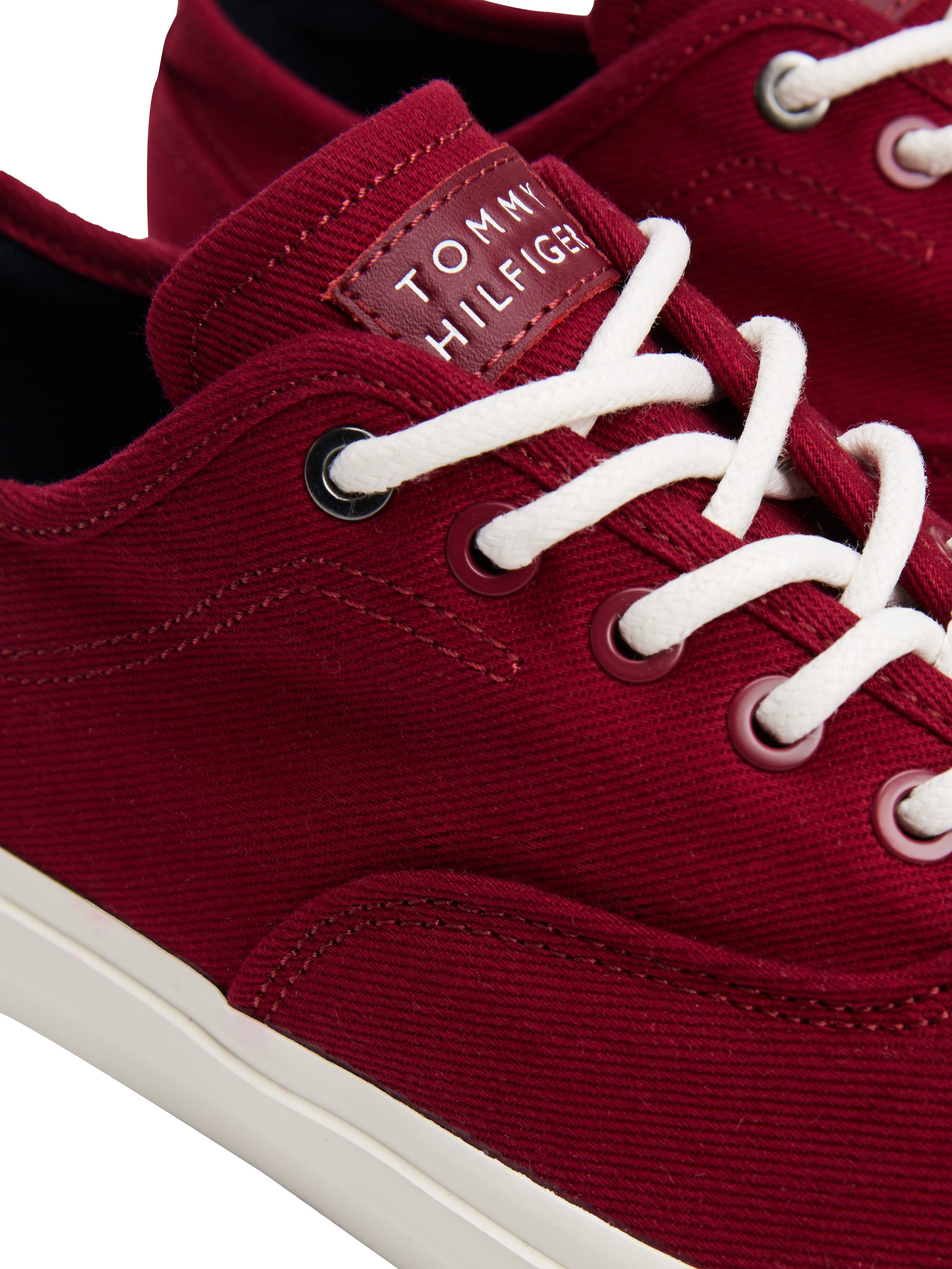 Tommy Hilfiger Sneakers TH HI VULC LOW OXFORD TWILL , vrijetijdsschoen, lage schoen, veterschoen met label op de hiel