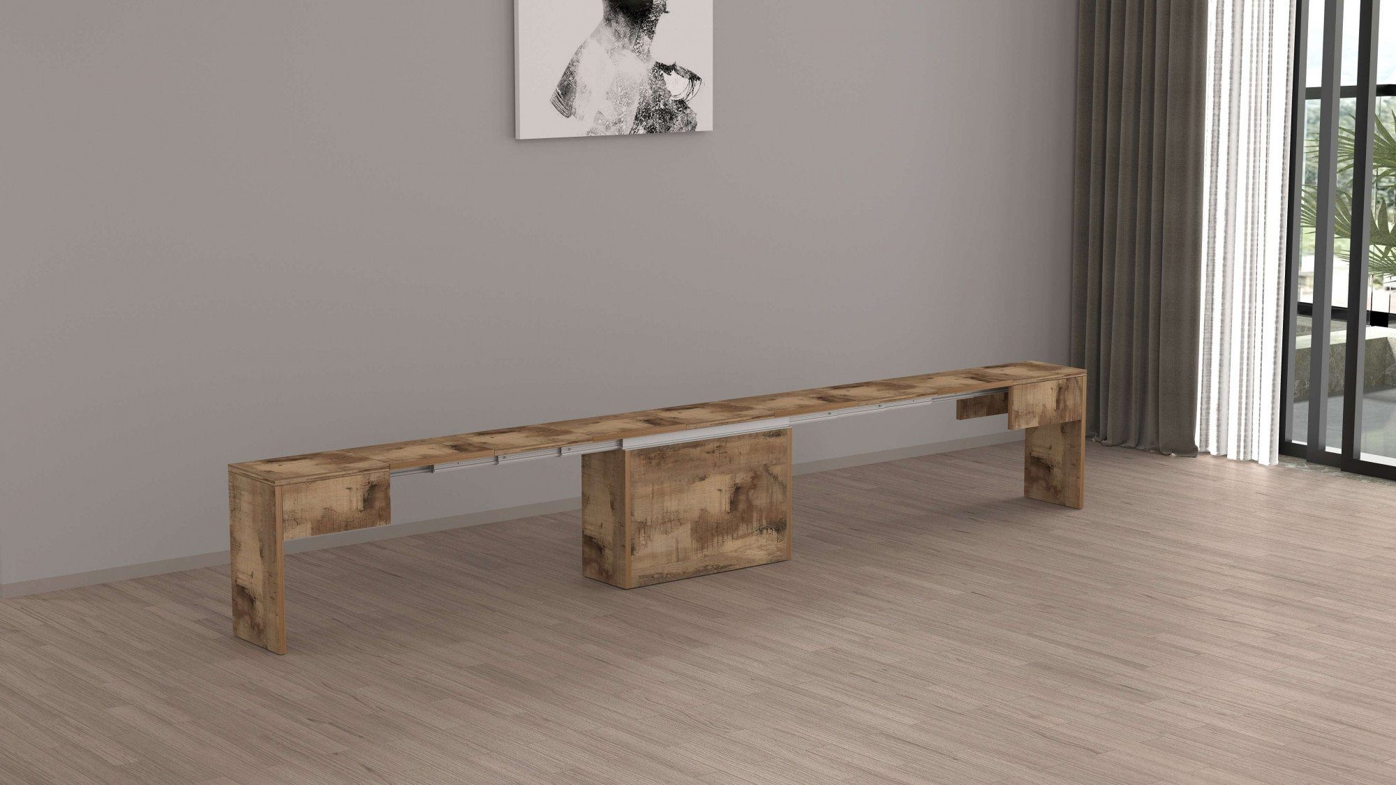 INOSIGN Zitbank Praktika, Zitbank, Bank met uittrekfunctie, uittrekbaar van 66 naar 290 cm (1 stuk)