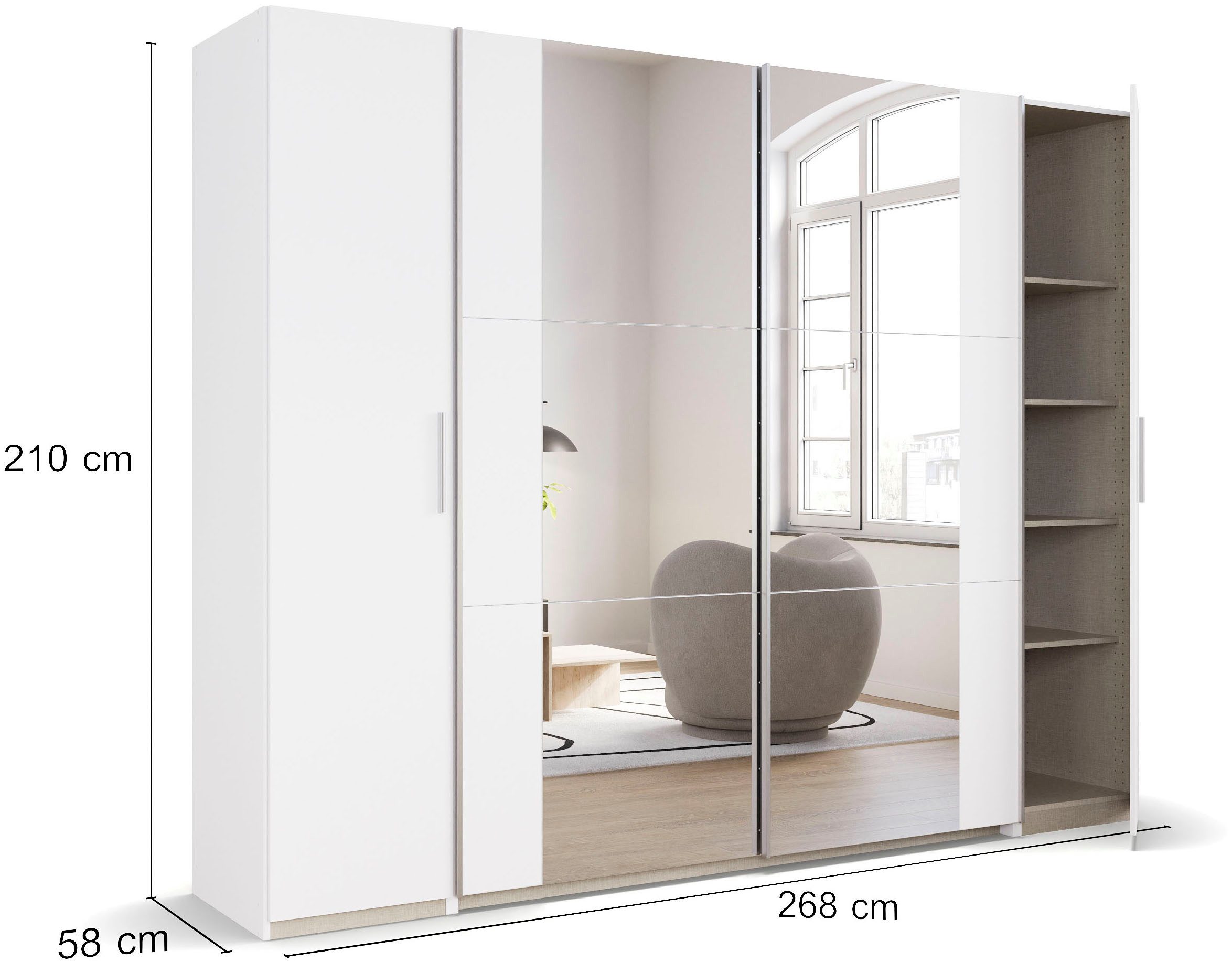 rauch Zweefdeurkast Kledingkast draaideurkast kast garderobe KRONACH TOPSELLER met draaideuren en schuifdeuren en spiegels, veel planken made in germany