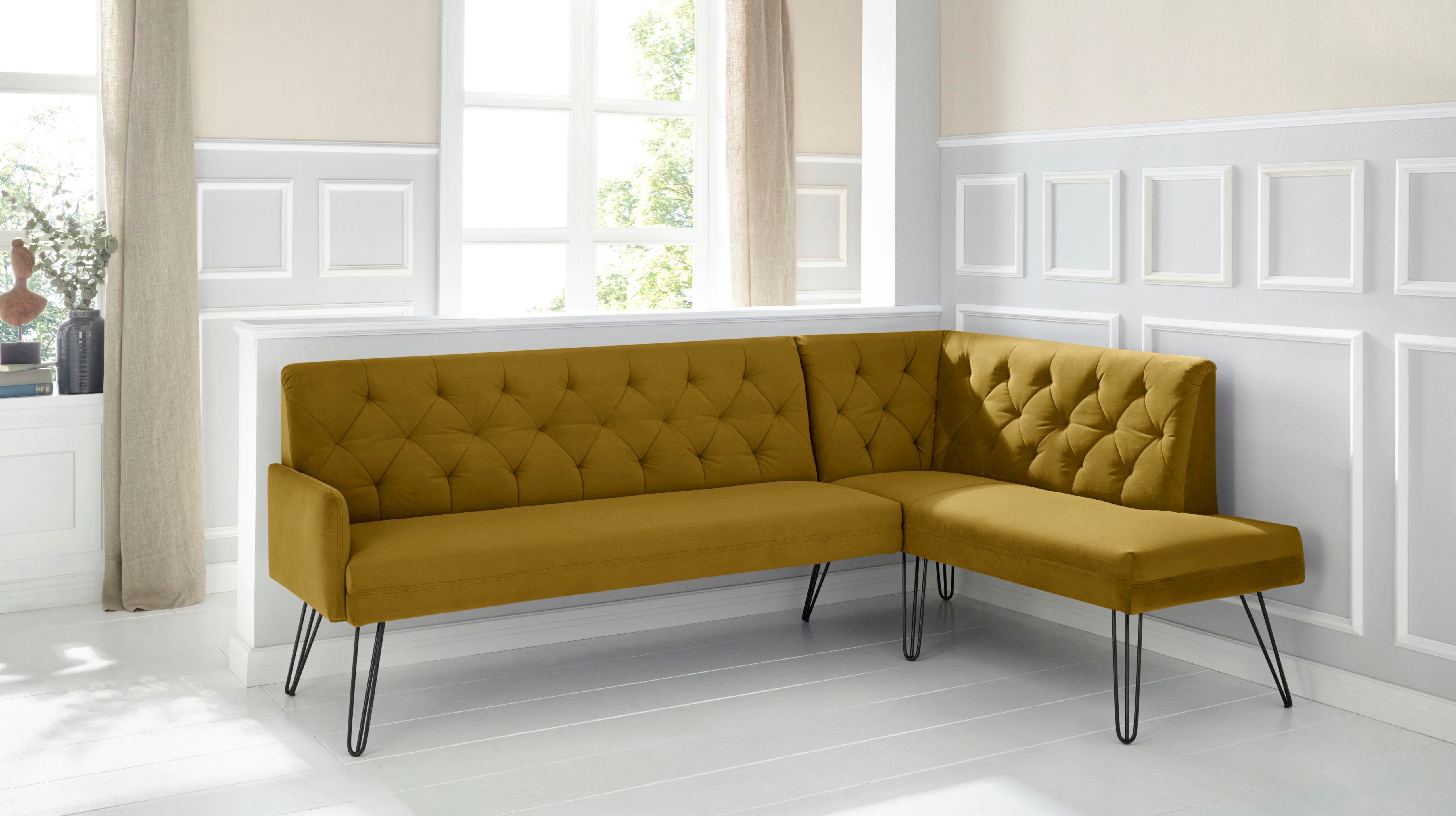 exxpo - sofa fashion Hoekbank Doppio, Chesterfield look, comfortabel en handig, hoge designvoeten
