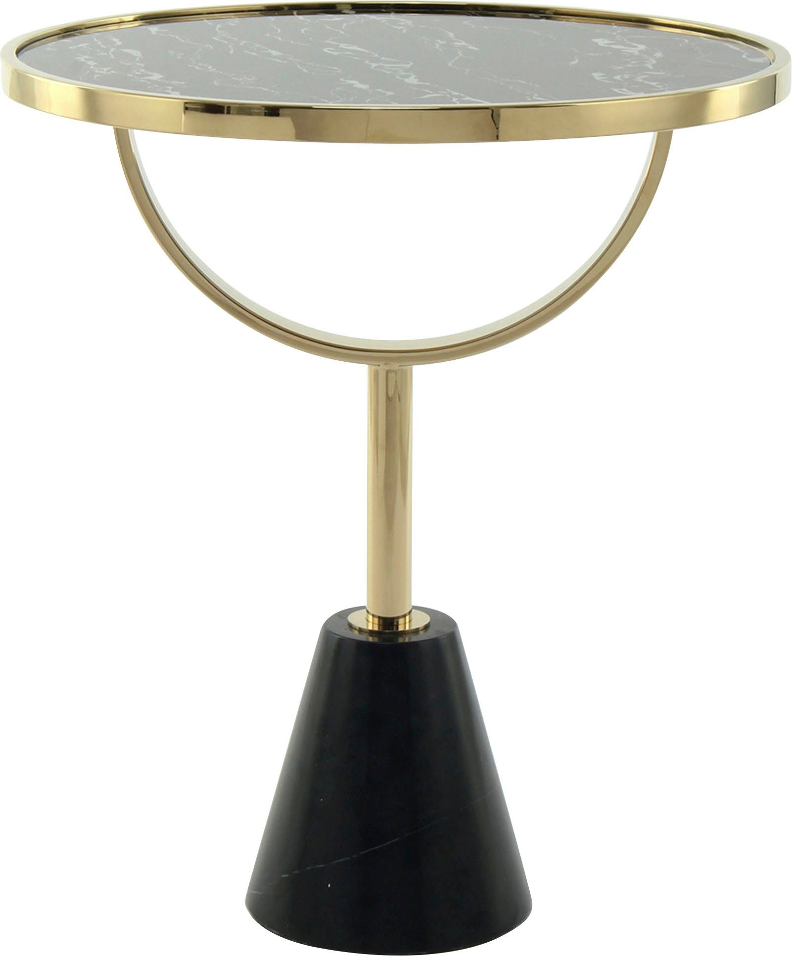 Kayoom Bijzettafel Rocio, opvallend design, stabiele marmeren sokkel opvallend frame, stabiele marmeren voet, gemarmerde glazen plaat (1 stuk)