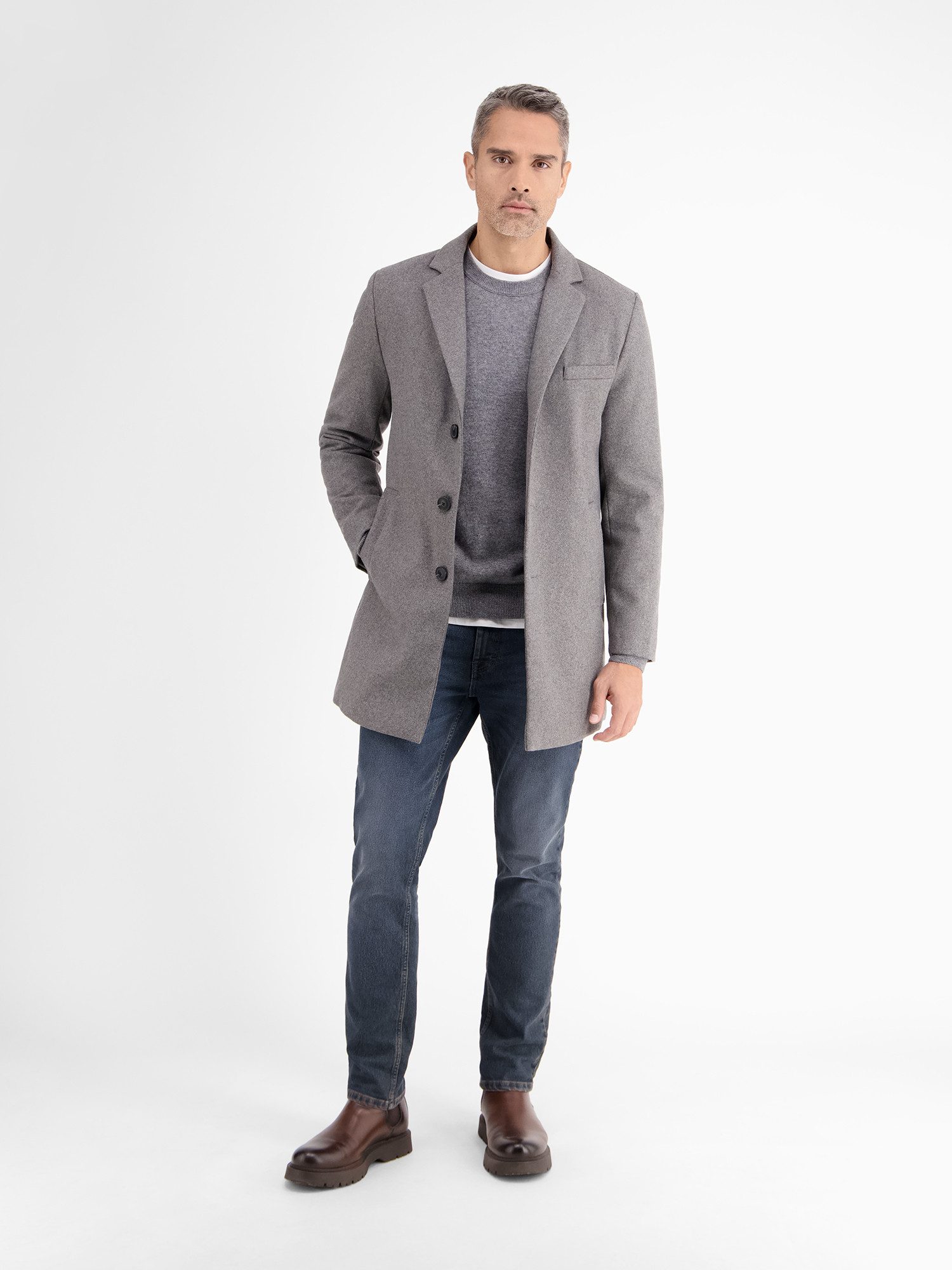 Lerros Lang jack LERROS elegante jas met reverskraag en wolpercentage