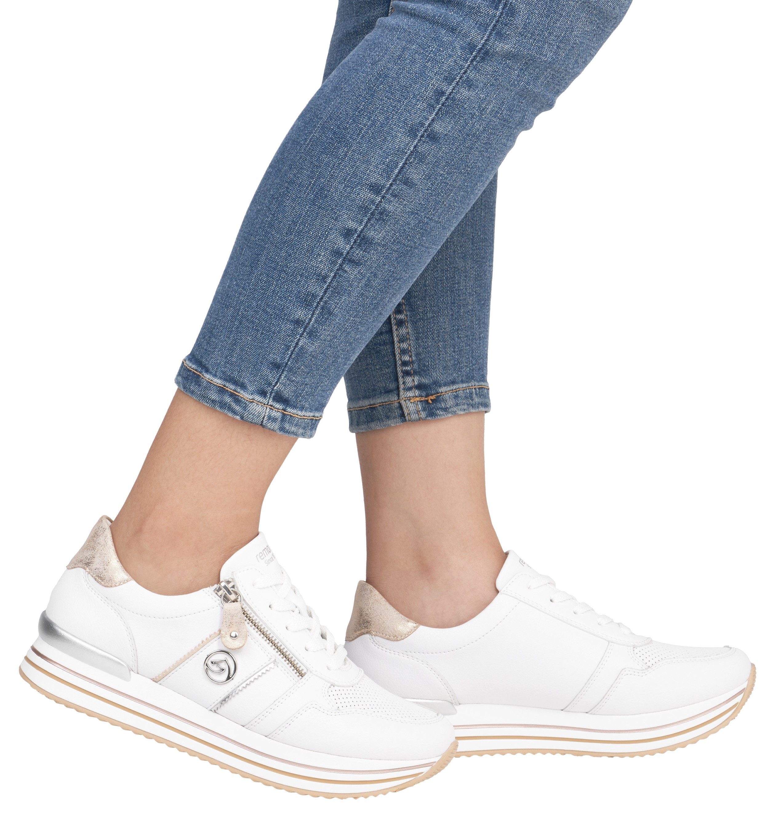 Remonte Plateausneakers , vrijetijdsschoen, lage schoen, veterschoen met zijrits