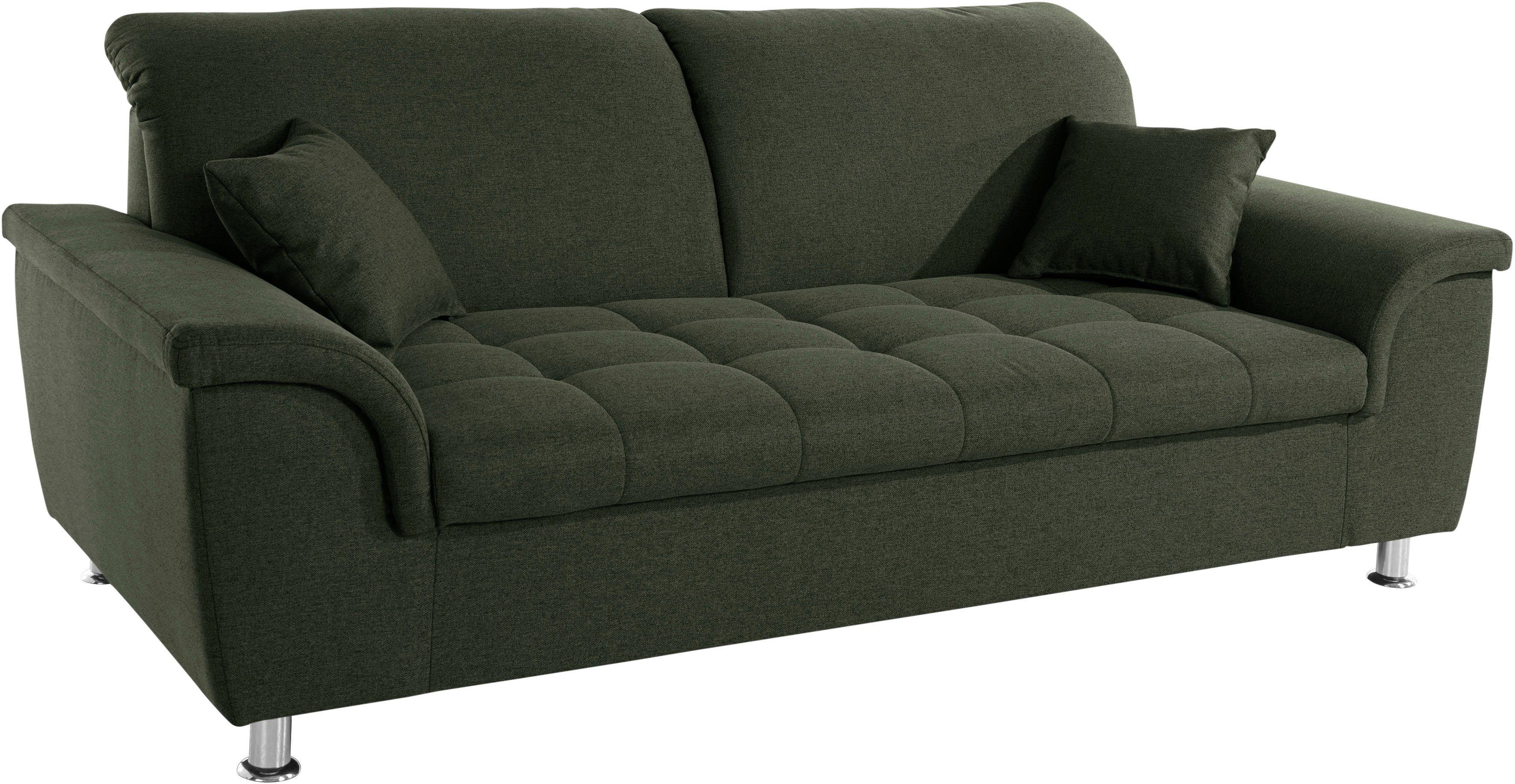 DOMO collection 2,5-zitsbank Franzi, tijdloos en elegant, moderne zittingstikking naar keuze met verstelbare hoofdsteun, inclusief sierkussen