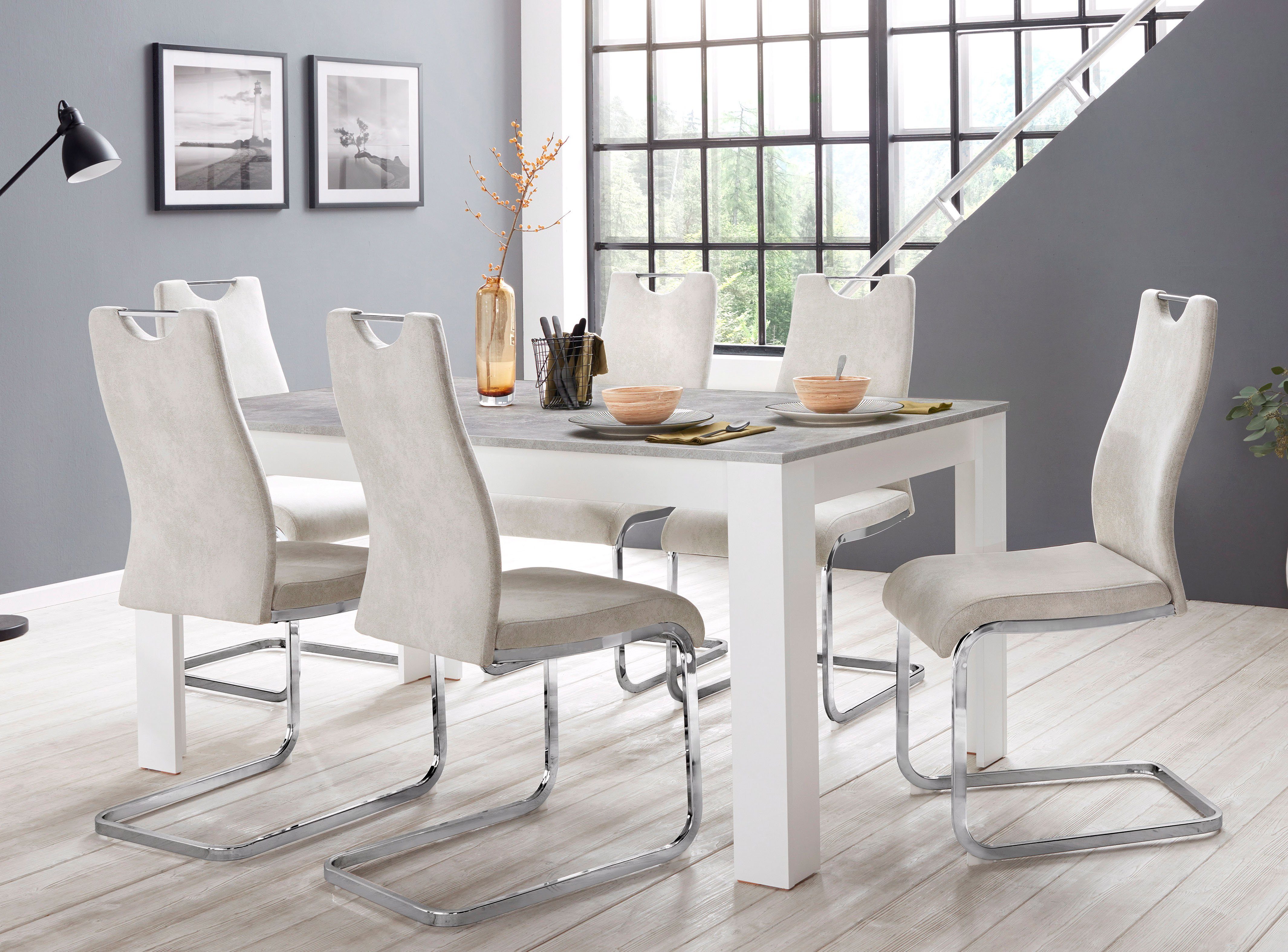 Home affaire Eethoek Milano 4 stoelen en 1 tafel (set, 5-delig)