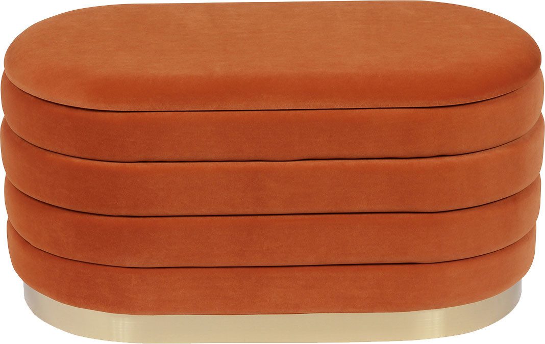 Kayoom Zitbank Aiden 125, Elegante uitstraling door goudkleurige basis fluwelen zacht, met opbergruimte, stevige roestvrijstalen basis, gezellig ontwerp (1 stuk)