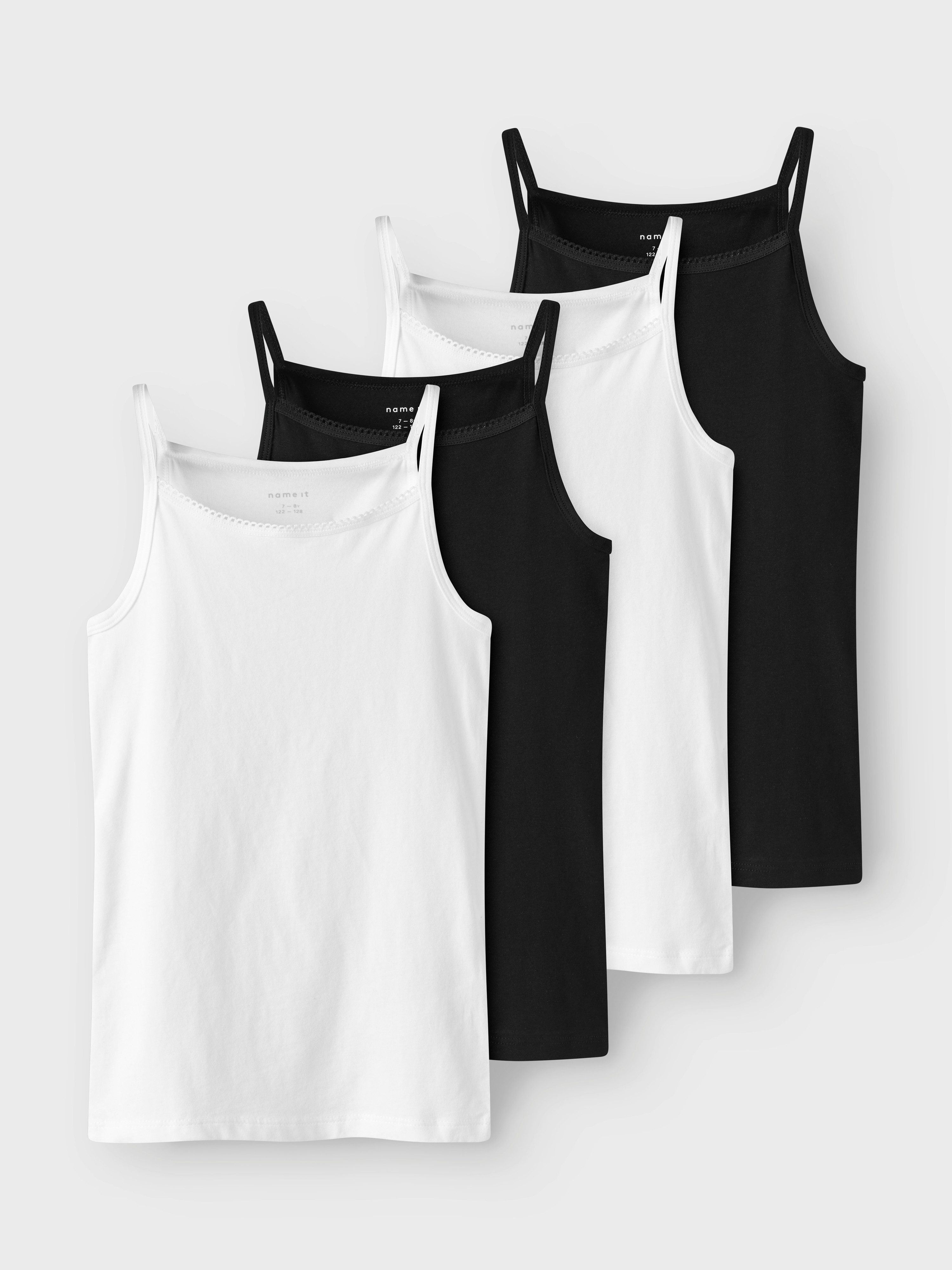 Name It Hemd NKFSTRAP TOP 4P BLACK WHITE SOLID NOOS (set 4 stuks)