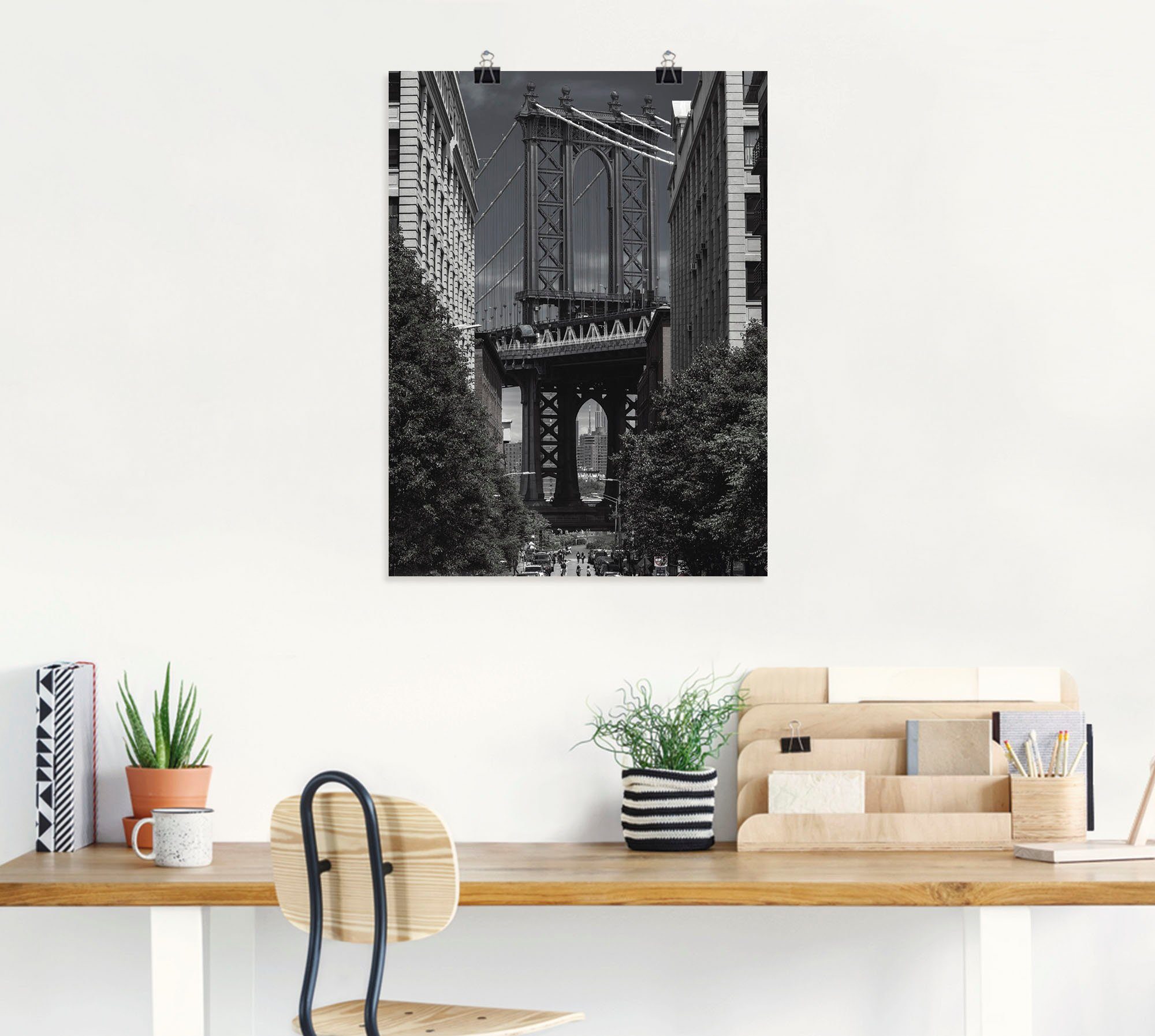 Artland Poster New York Manhattan Bridge II als artprint van aluminium, artprint op linnen, muursticker of poster in verschillende maten