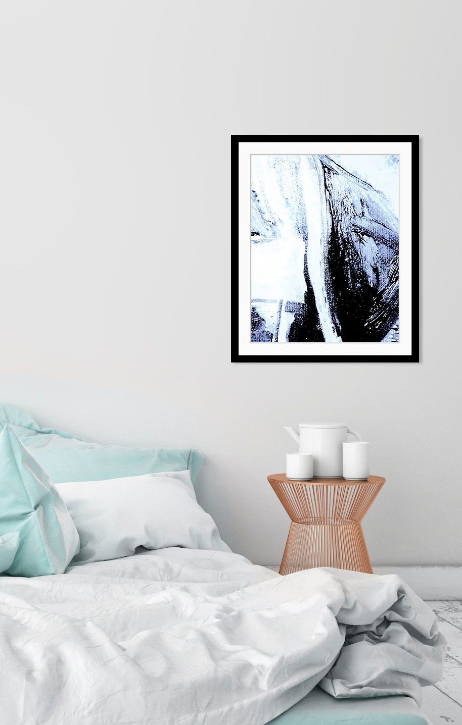 queence Wanddecoratie Luis HD premium posterdruk incl. houten lijst (1 stuk) schilderijen maat 30 cm x 40 cm grijs