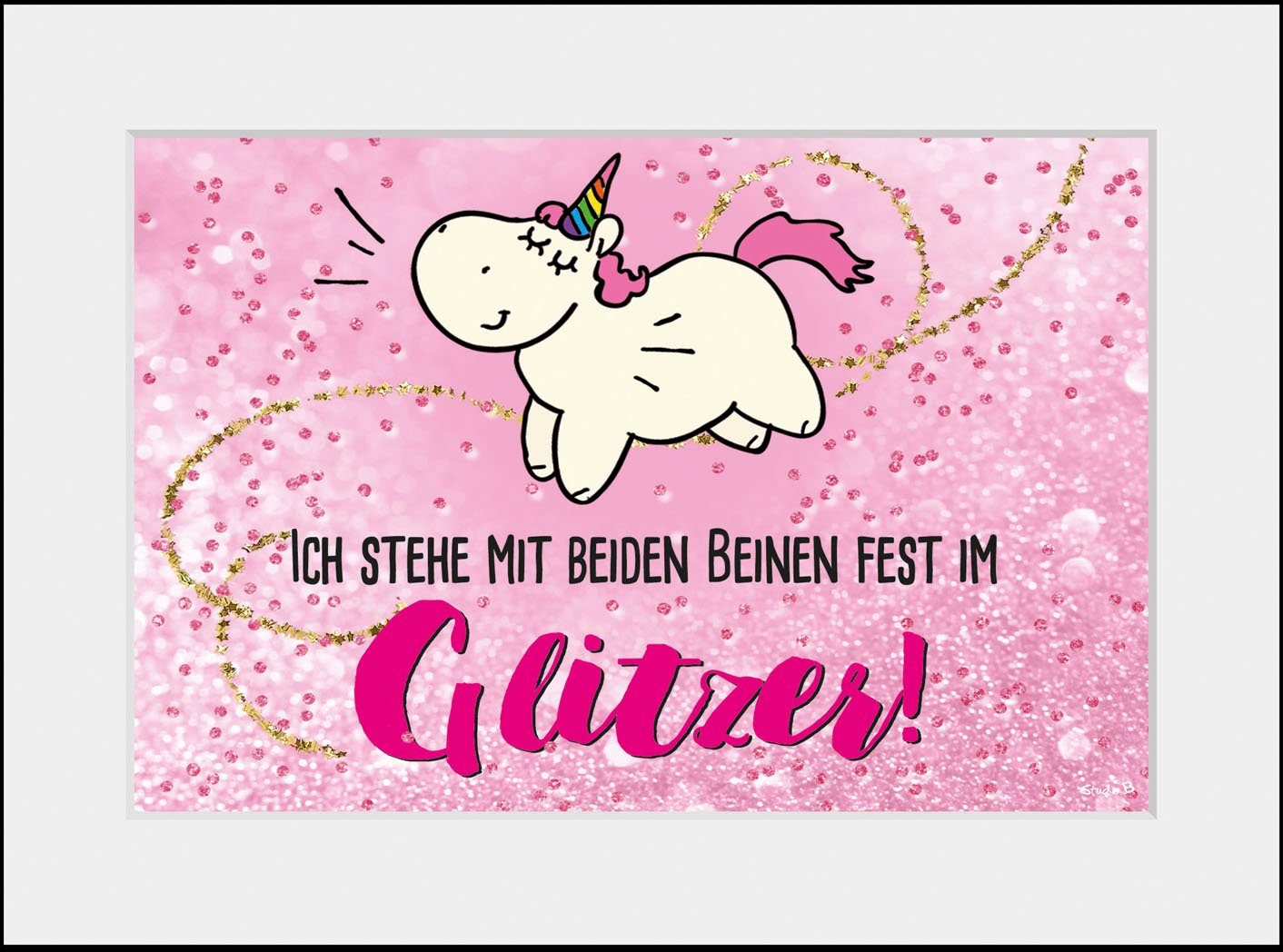 queence Wanddecoratie Glitters HD premium posterdruk incl. houten lijst (1 stuk)