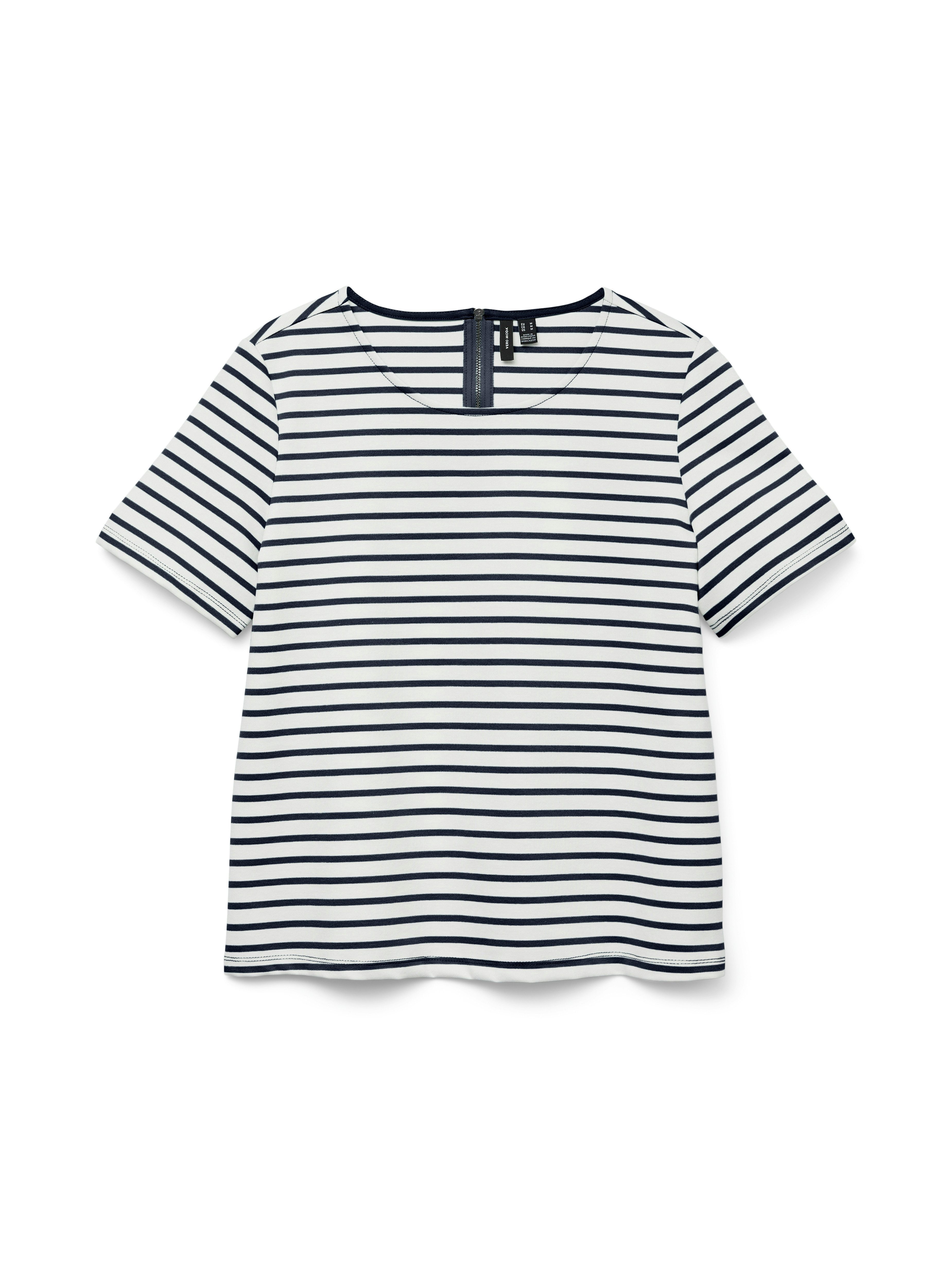 Vero Moda Shirt met ronde hals VMABBY SS ZIP TOP JRS NOOS