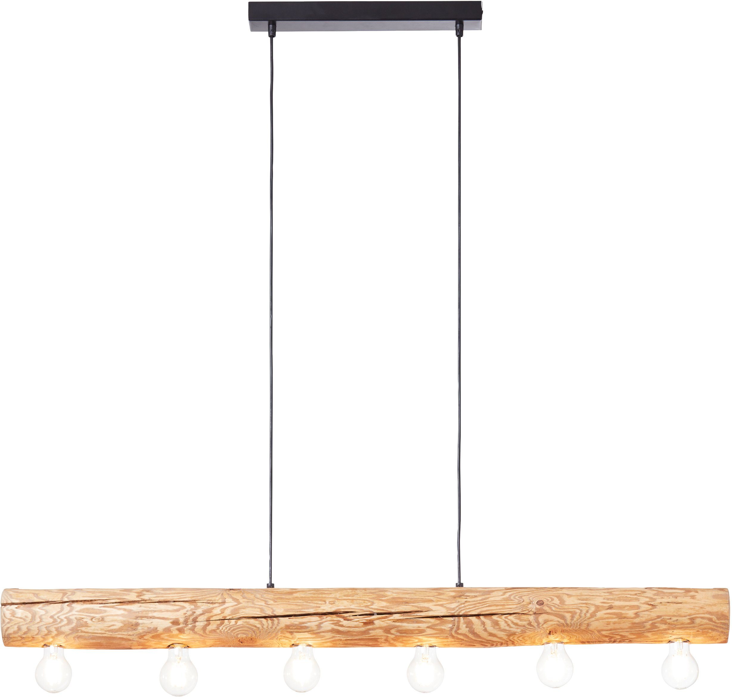 Brilliant Leuchten Hanglamp TRABO 105 cm hoogte, 115 cm breedte, 6x e27, in te korten, hout / metaal, grenen gebeitst (1 stuk)