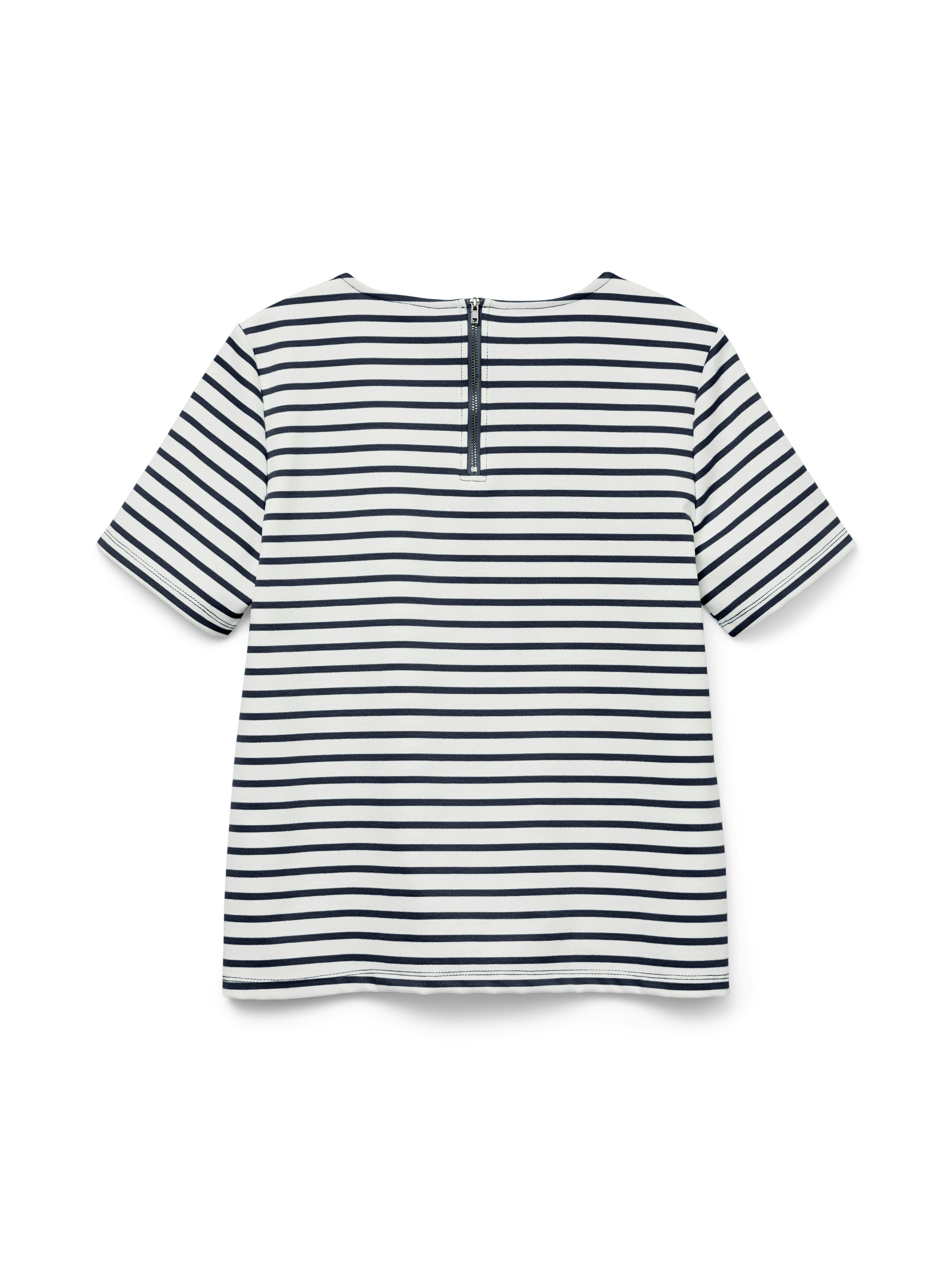 Vero Moda Shirt met ronde hals VMABBY SS ZIP TOP JRS NOOS