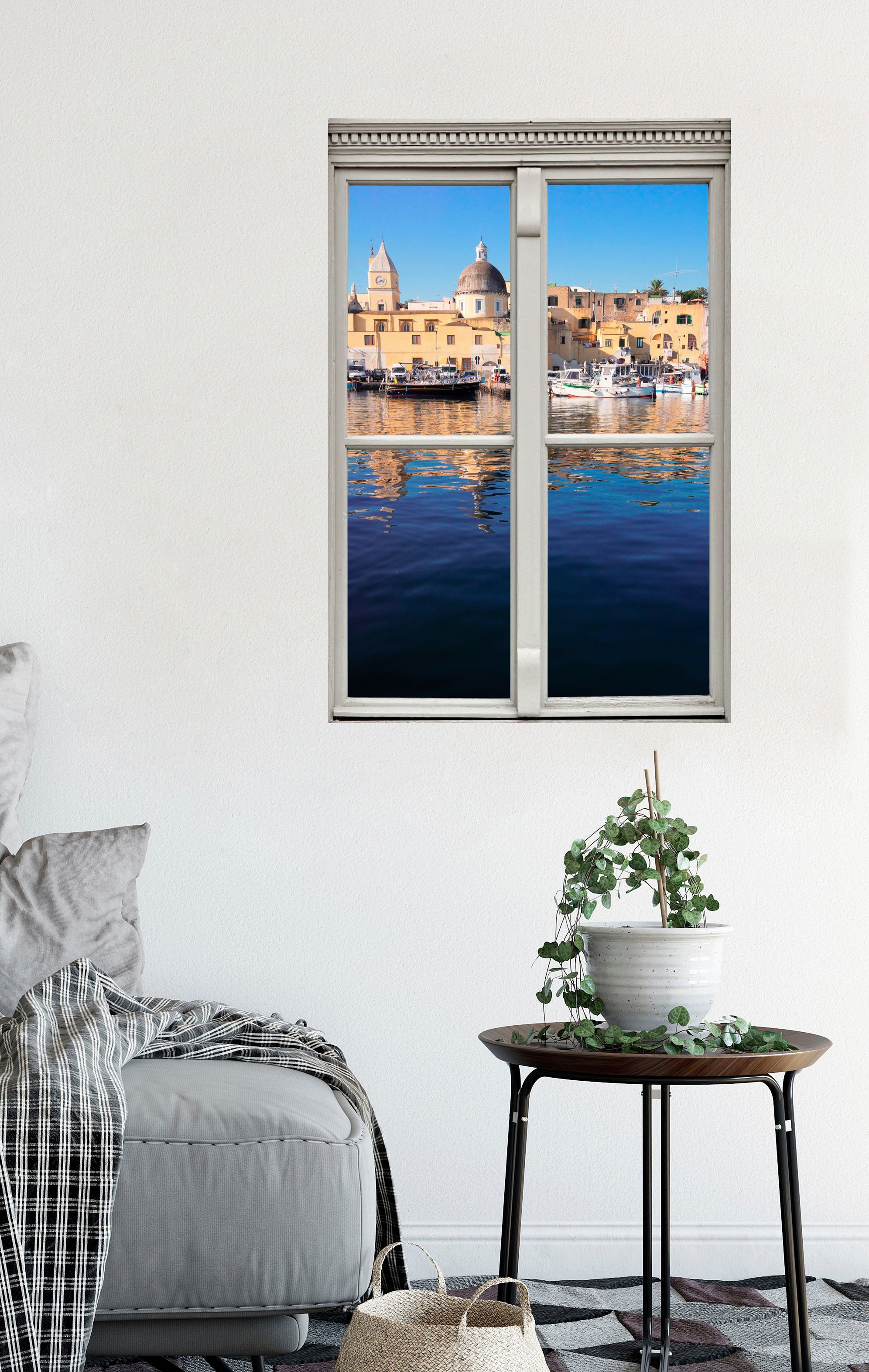 queence Wandfolie Haven Muursticker, muurdecoratie, zelfklevend, 3D, raam