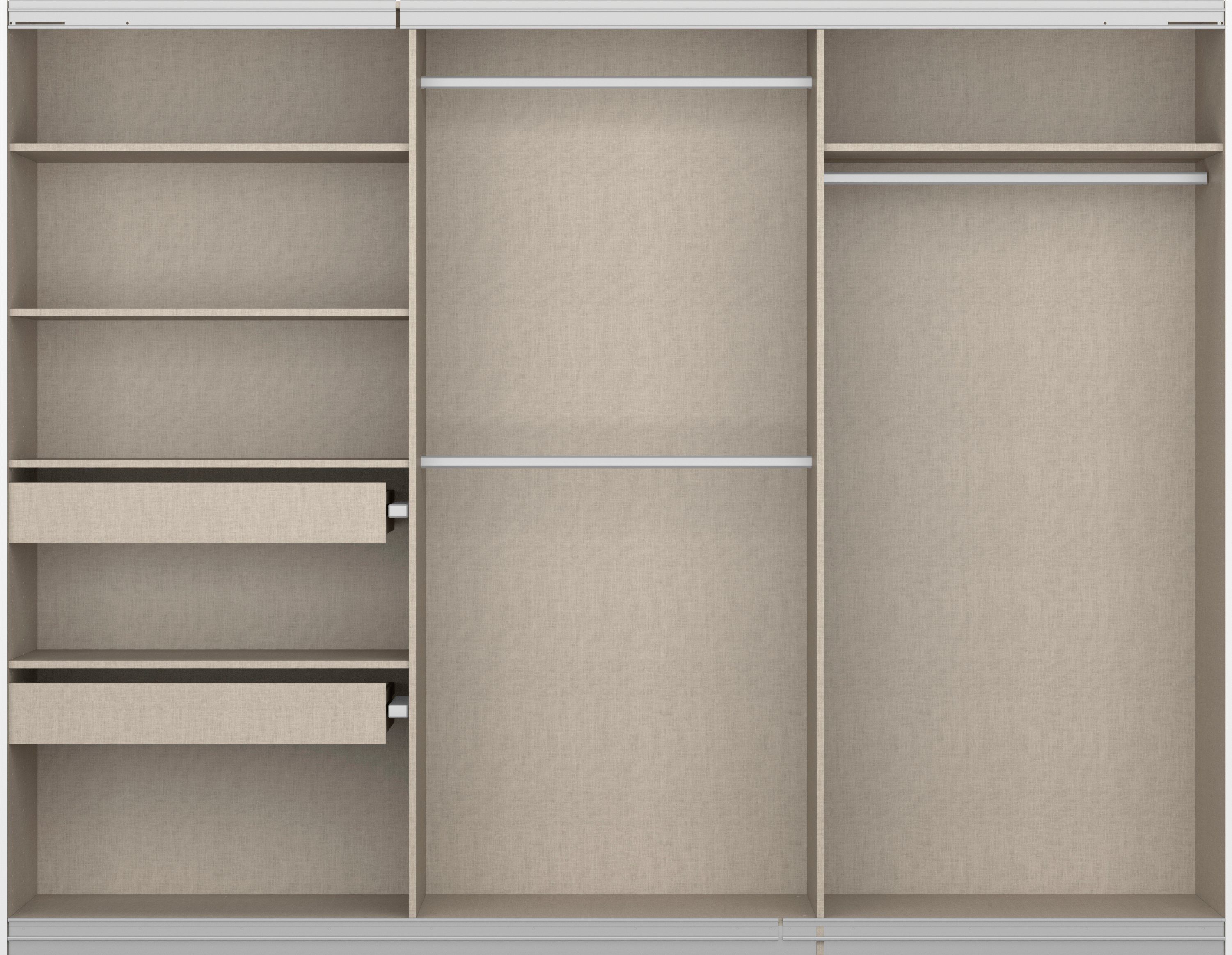 rauch Zweefdeurkast Kledingkast kast garderobe KOLUNA met decor-front inclusief 2 binnenladen en extra legplanken made in germany