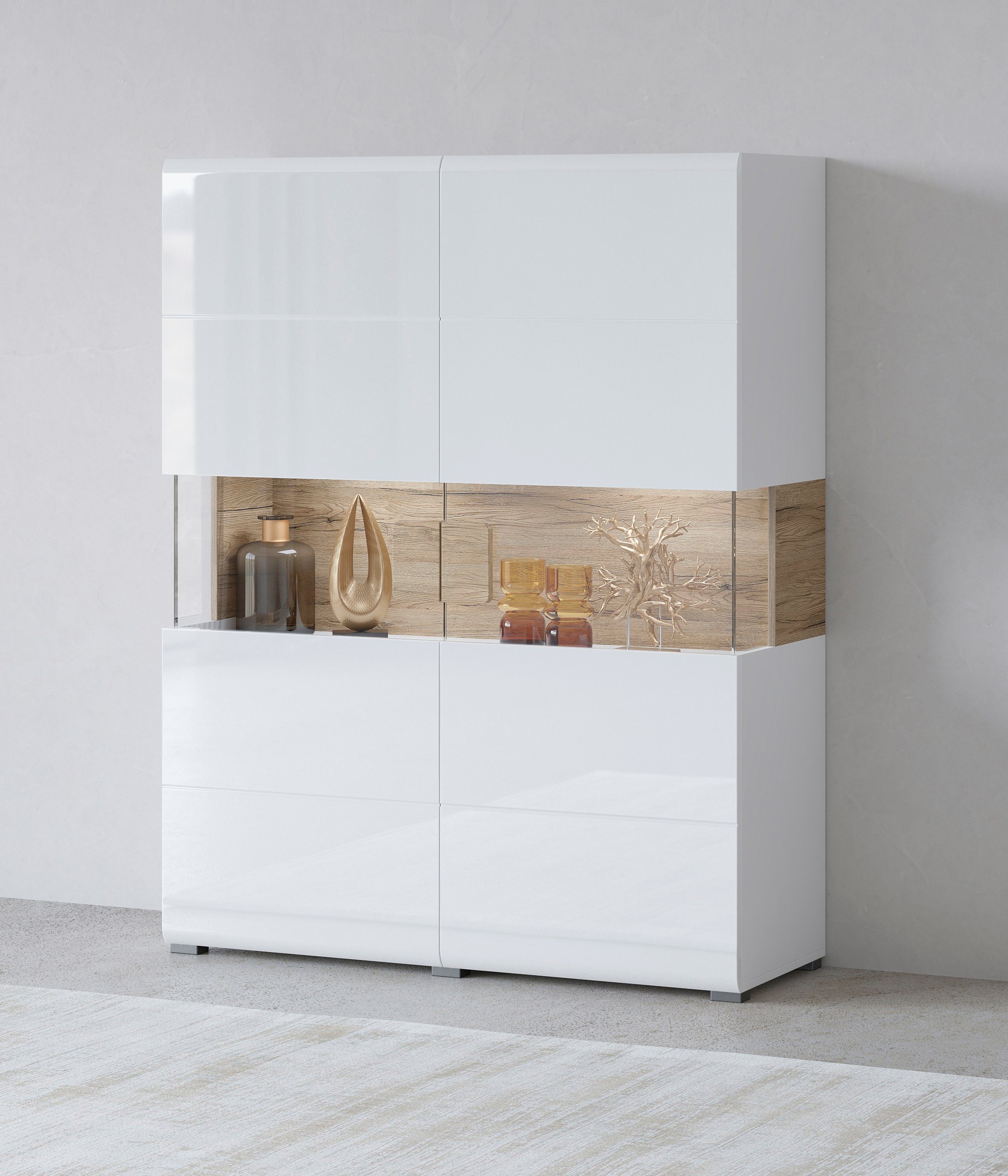 INOSIGN Highboard Toledo, breedte 121,5 cm, modieuze hoge kast met 2 deuren