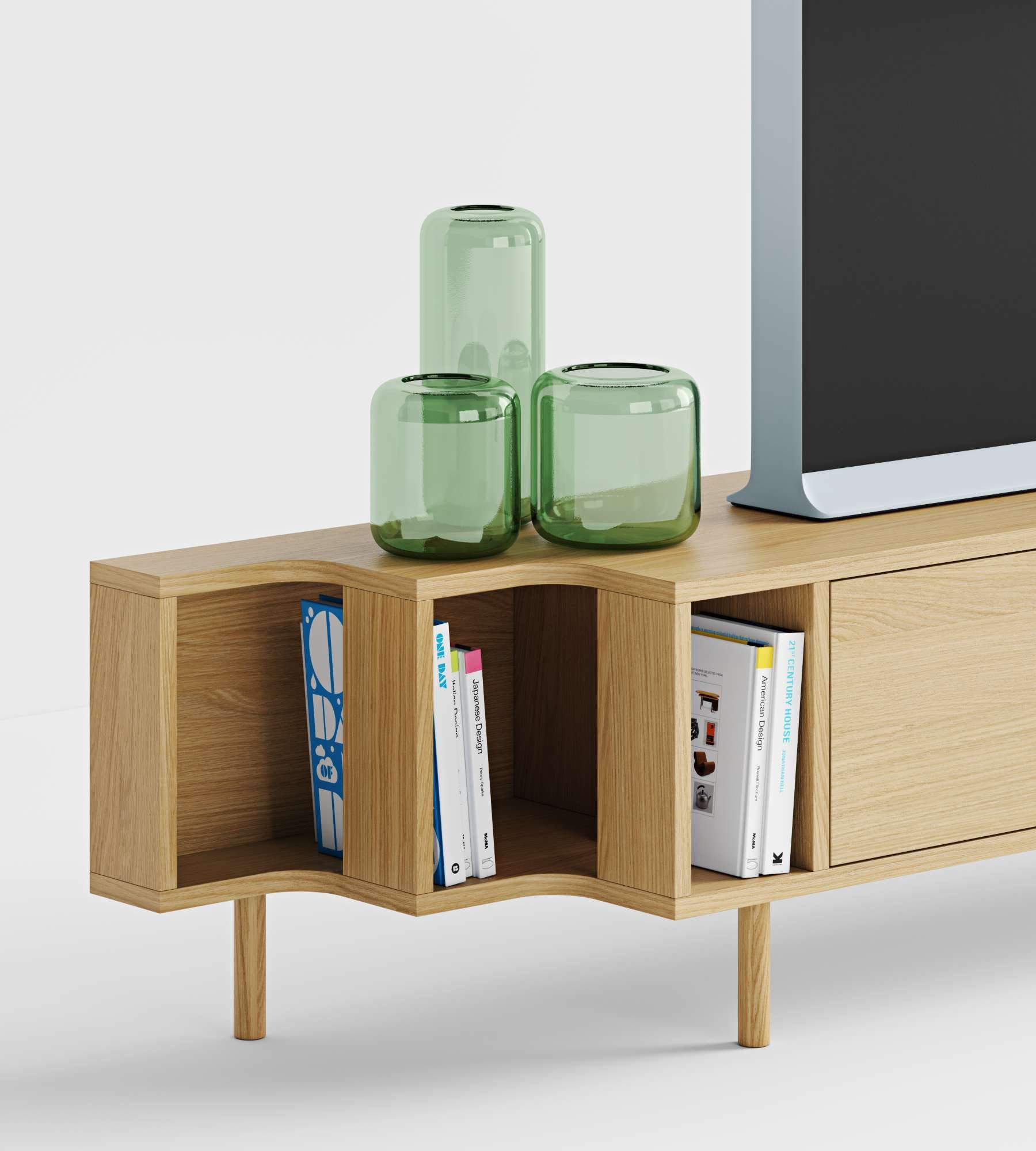 Woodman Tv-meubel Shift met echt houtfineer van eiken, breedte 189 cm, met push-to-open