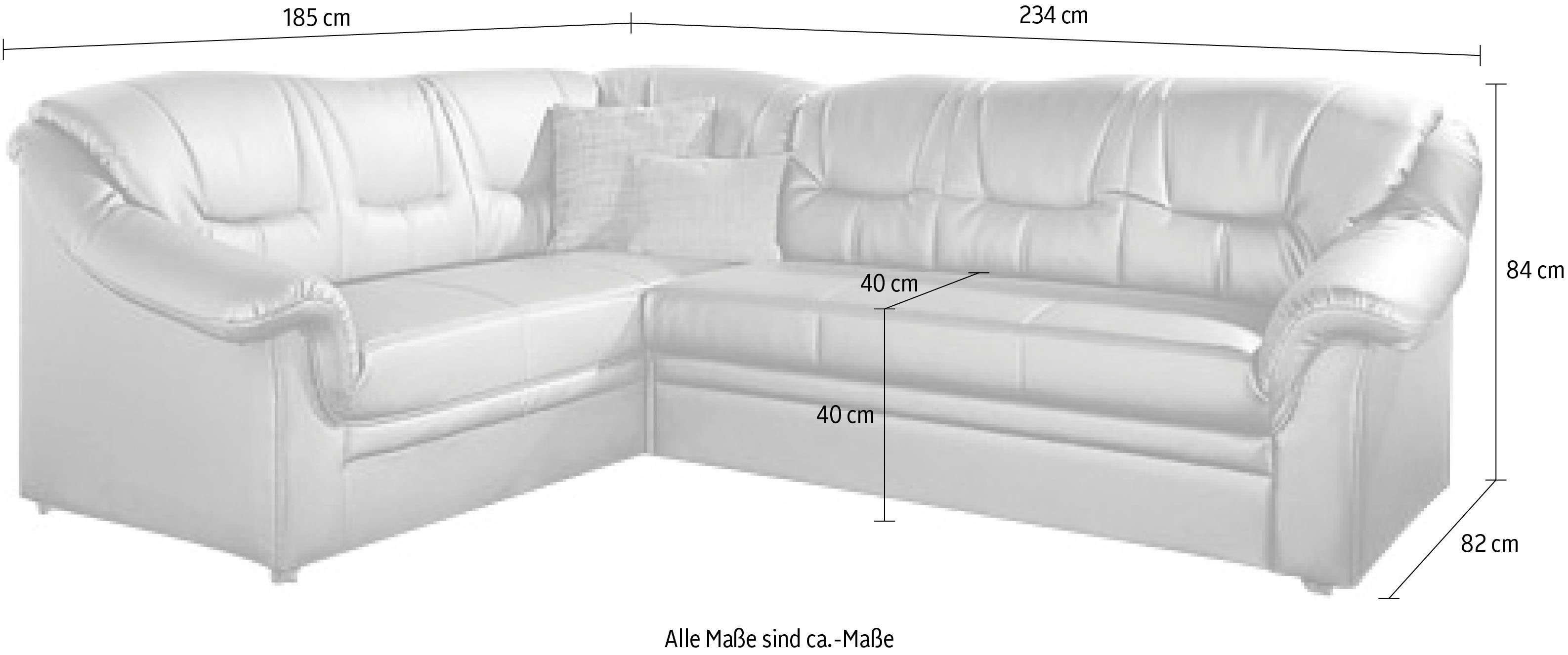 DOMO collection Hoekbank Montana, tijdloze rugsteppingen, comfortabele armleuningen, L-vorm