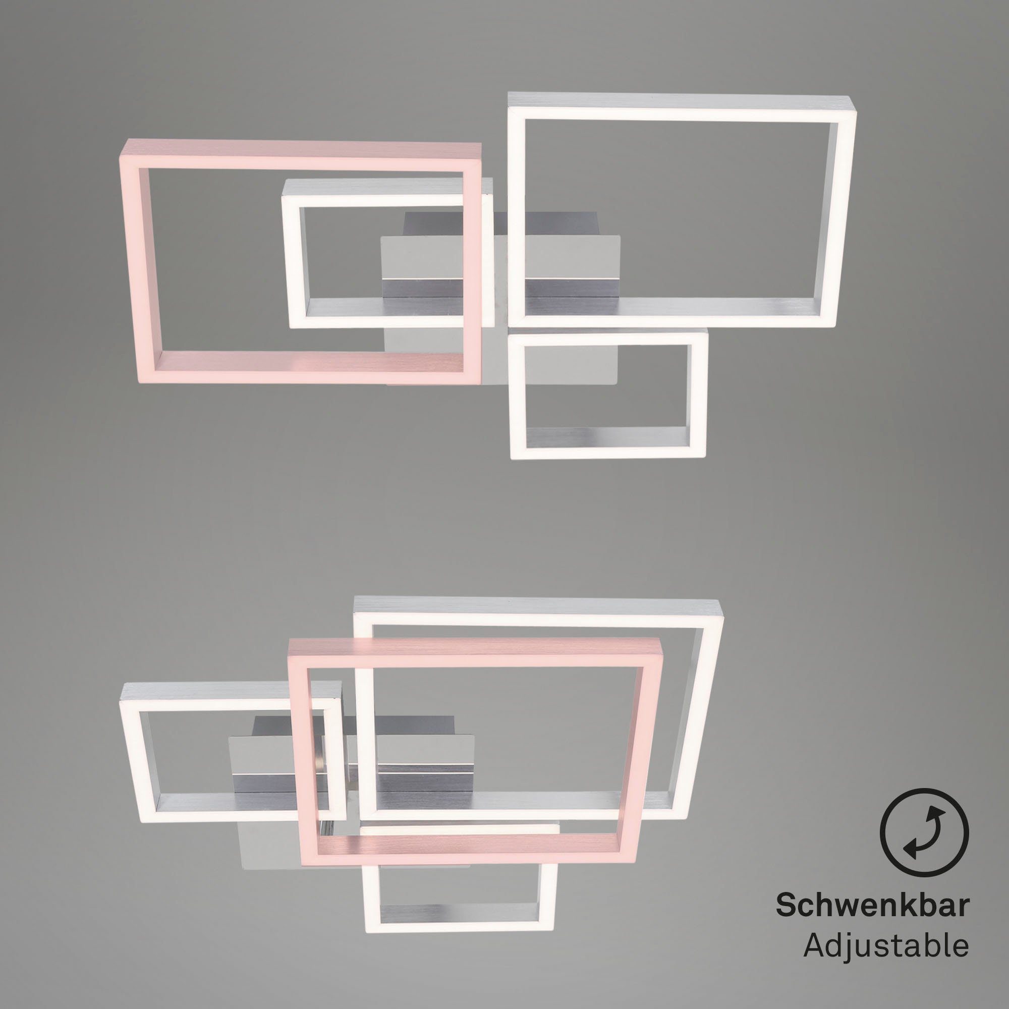 Briloner Leuchten Led-plafondlamp 3128018 FRAME Plafondlamp, 75x47x7,3 cm, chroom-aluminium, 44W, woonkamer, slaapkamer