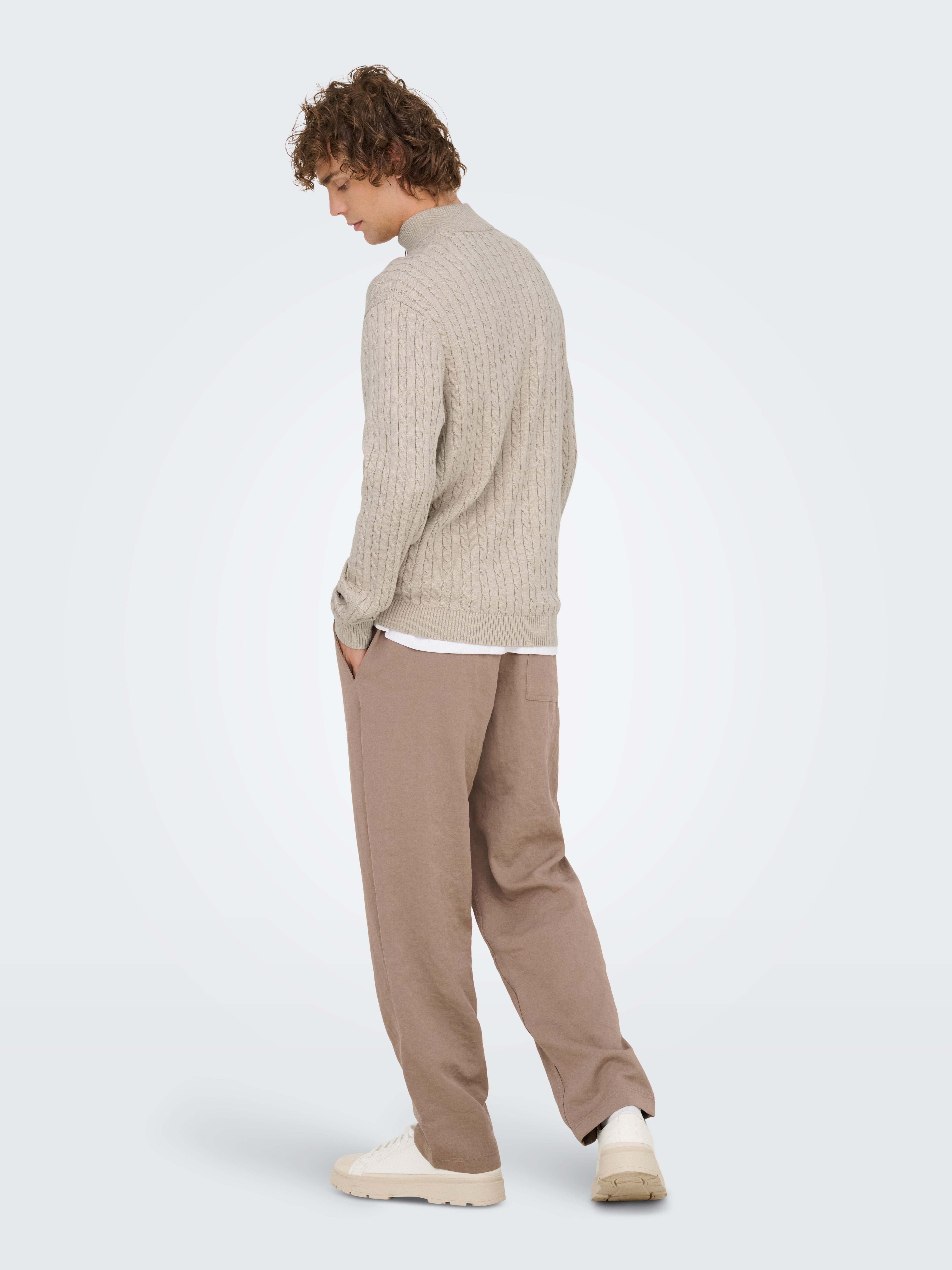ONLY & SONS Schipperstrui ONSLOUI REG 12 CABEL HALF ZIP KNIT