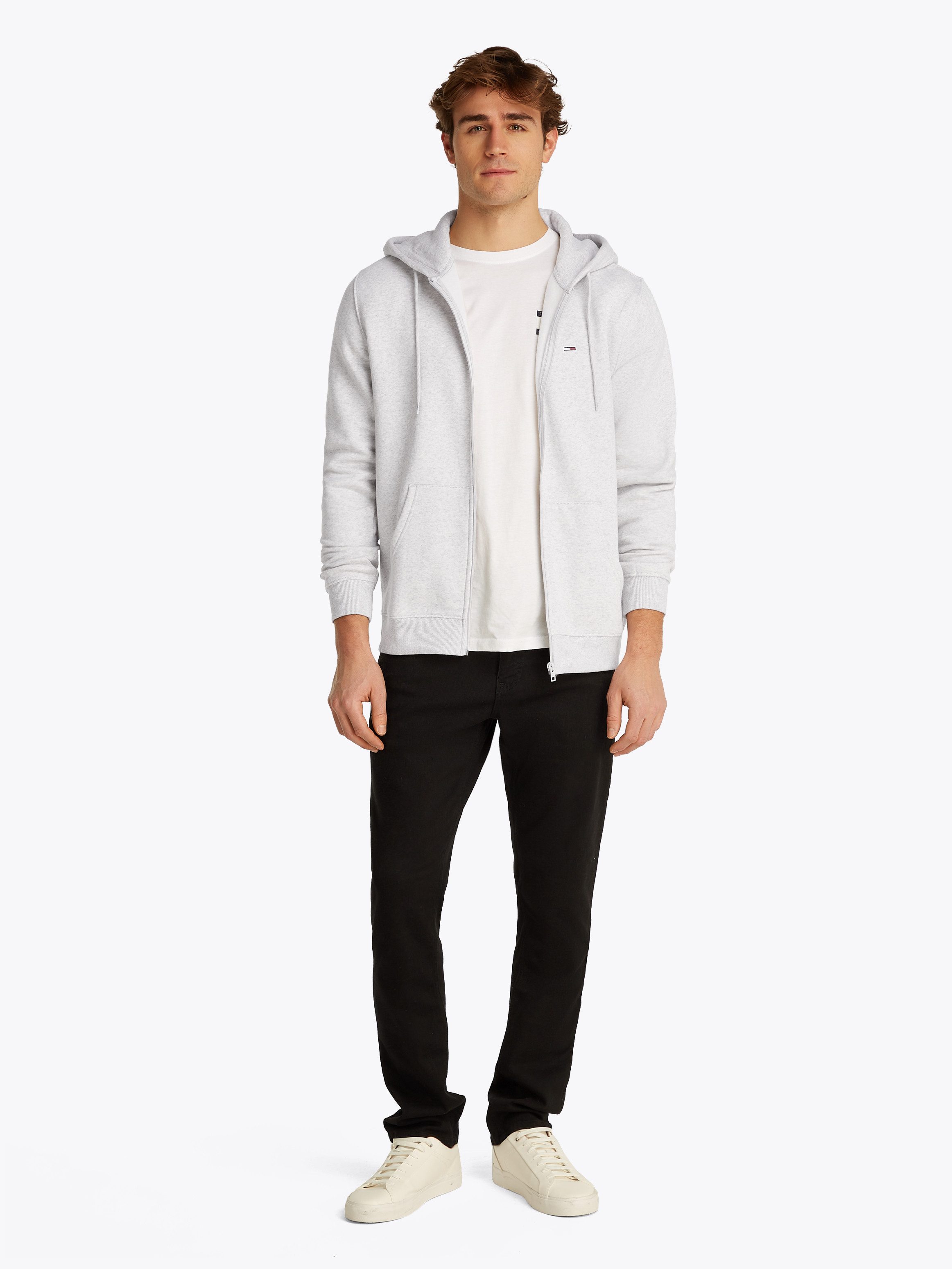 TOMMY JEANS Sweatshirt TJM REG S FLAG ZIP FLEECE THRU met geborduurd merklogo op borsthoogte