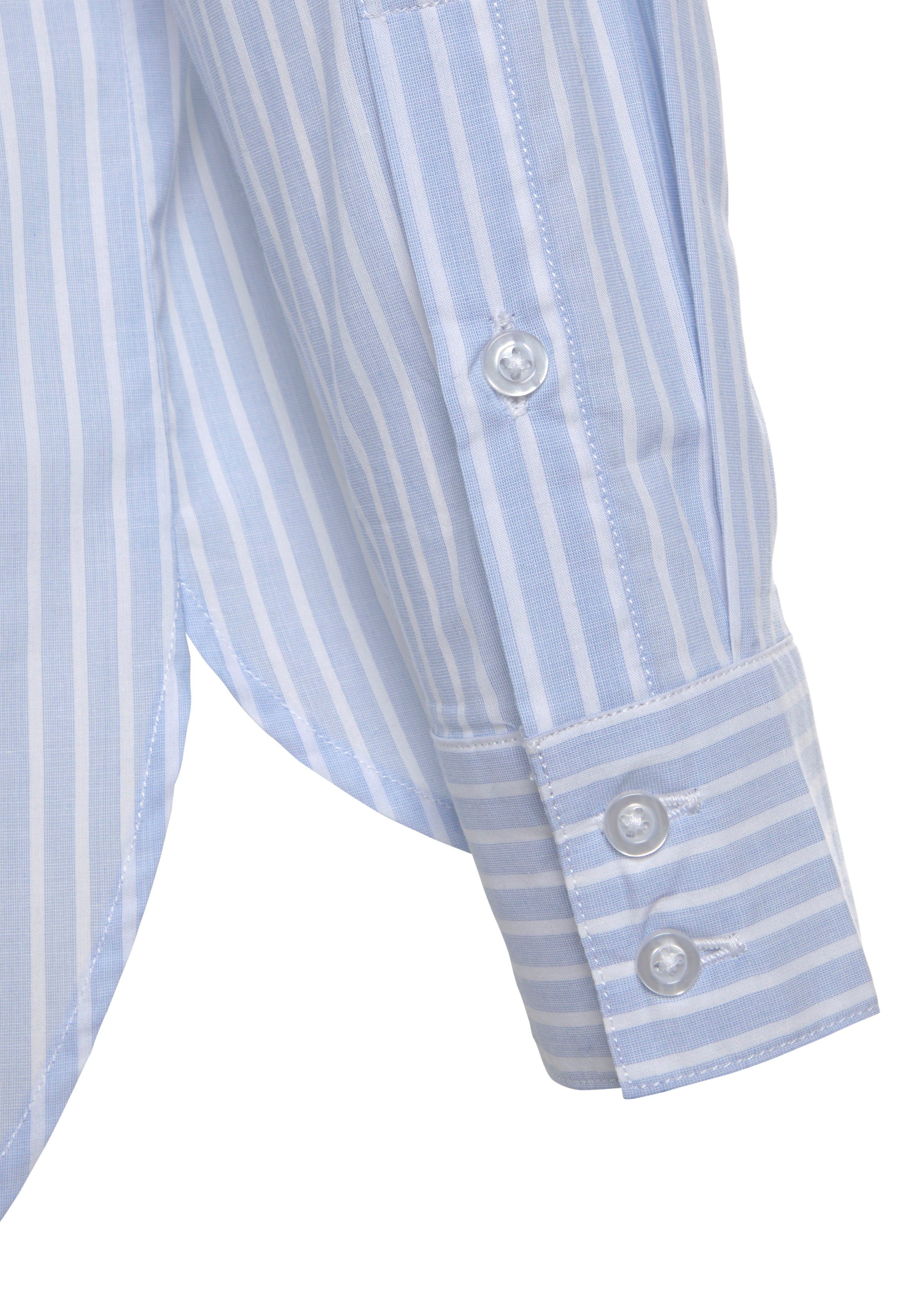 Buffalo Overhemdblouse met strepenpatroon, achter langer gesneden, klassieke damesblouse
