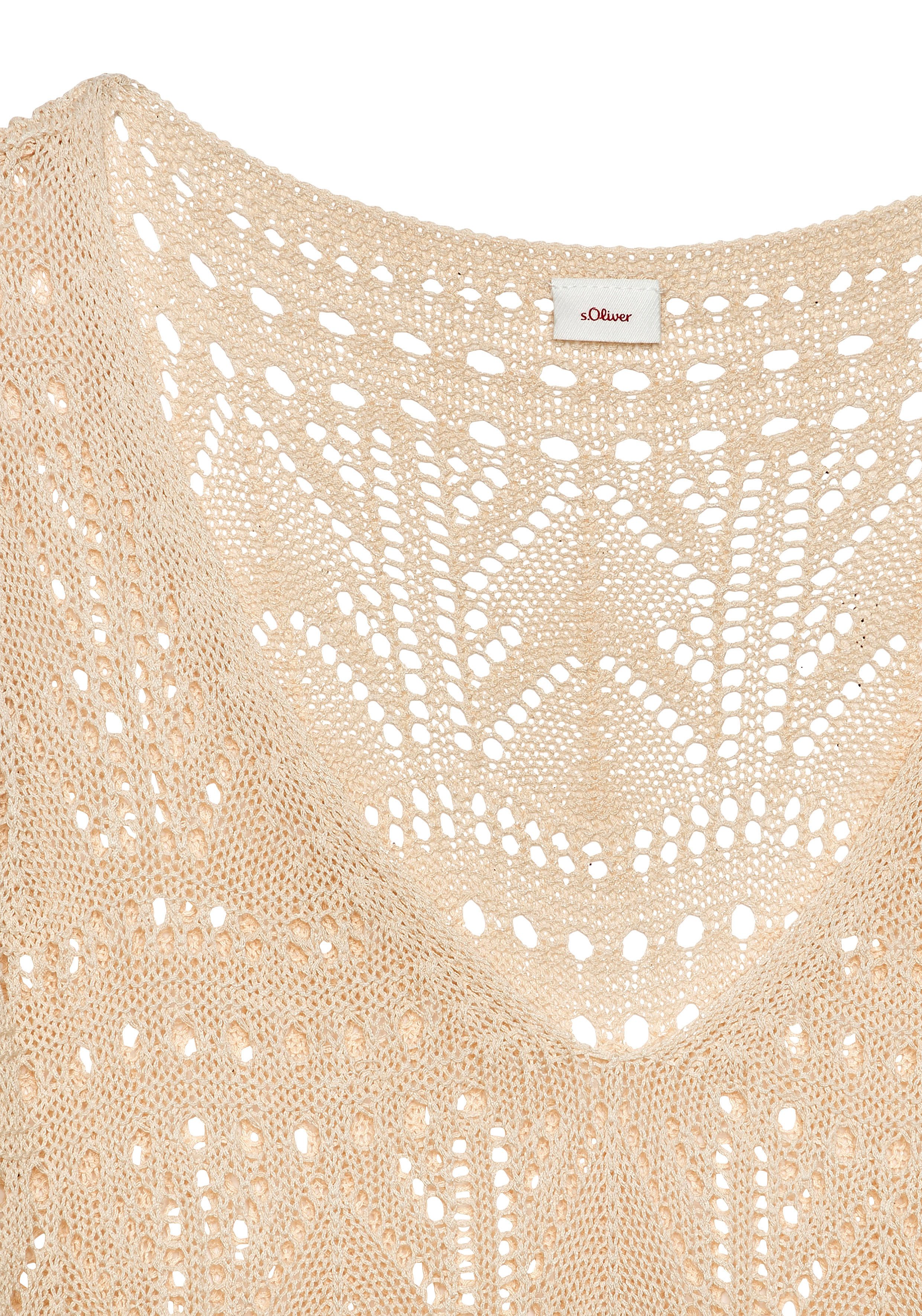 s.Oliver RED LABEL Beachwear Gebreide top met semi-transparant ajourpatroon, strandtop met gaatjespatroon