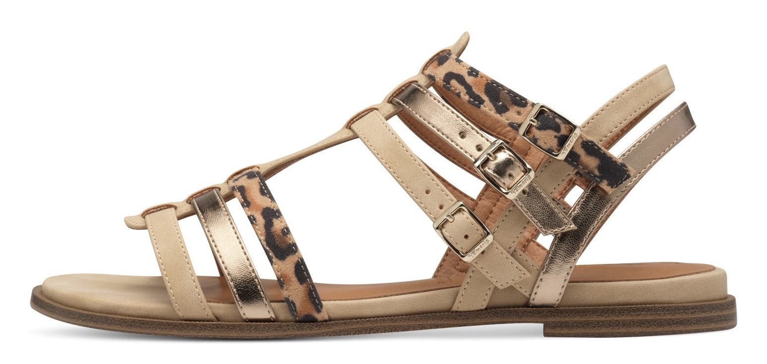 Tamaris Sandalen , sandalette, zomerschoen met afwerking in leeuwen- en metalliclook