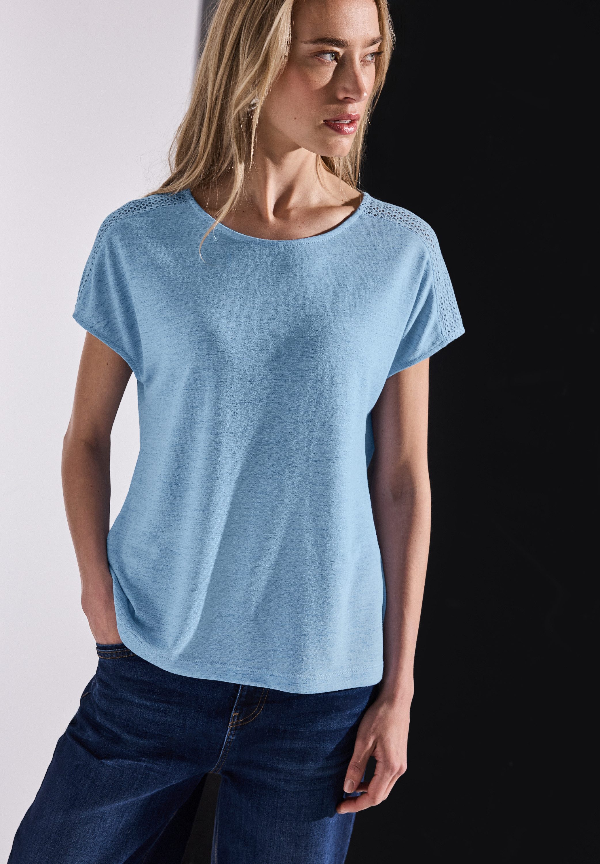 STREET ONE T-shirt met kanten detail