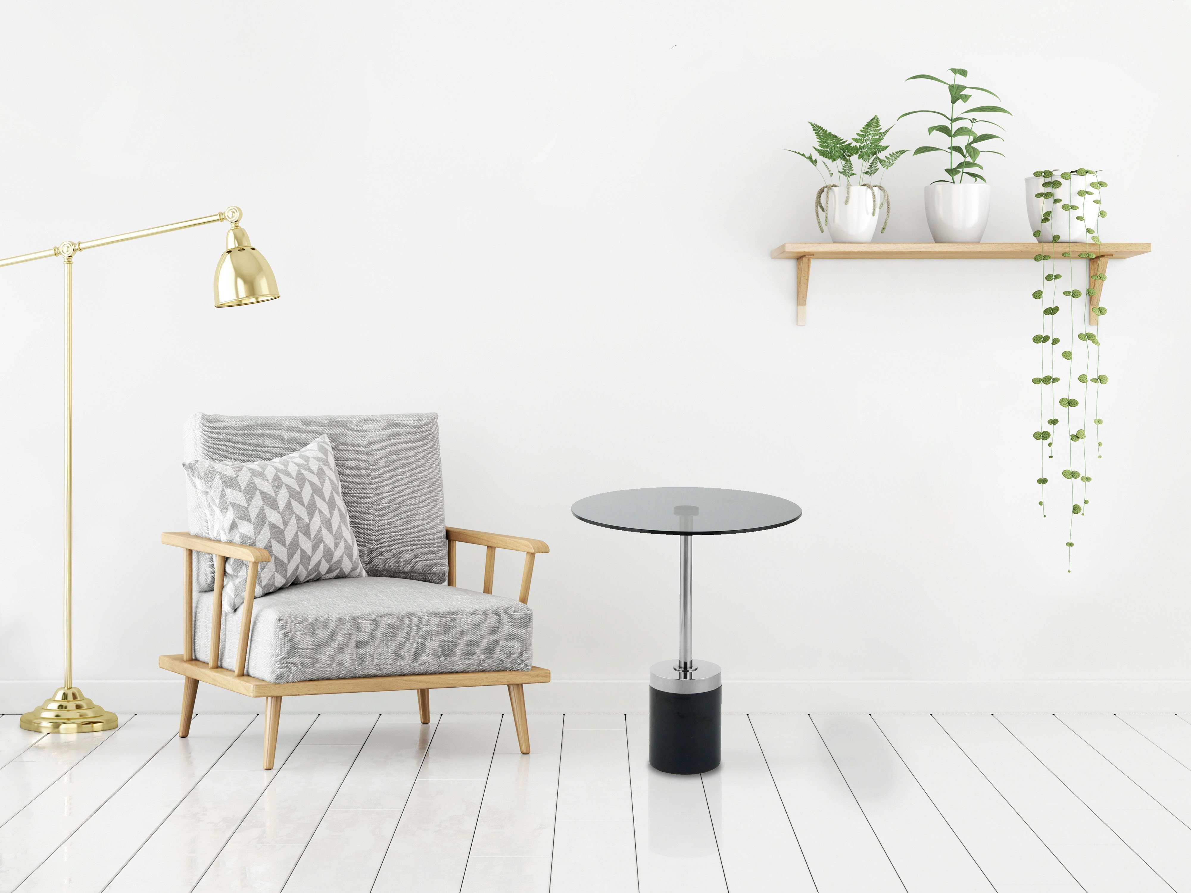 Kayoom Bijzettafel Lana 125, robuust glasblad, basis in marmerlook robust, onderhoudsvriendelijk, van hoge kwaliteit, geschikt voor buiten en binnen (1 stuk)
