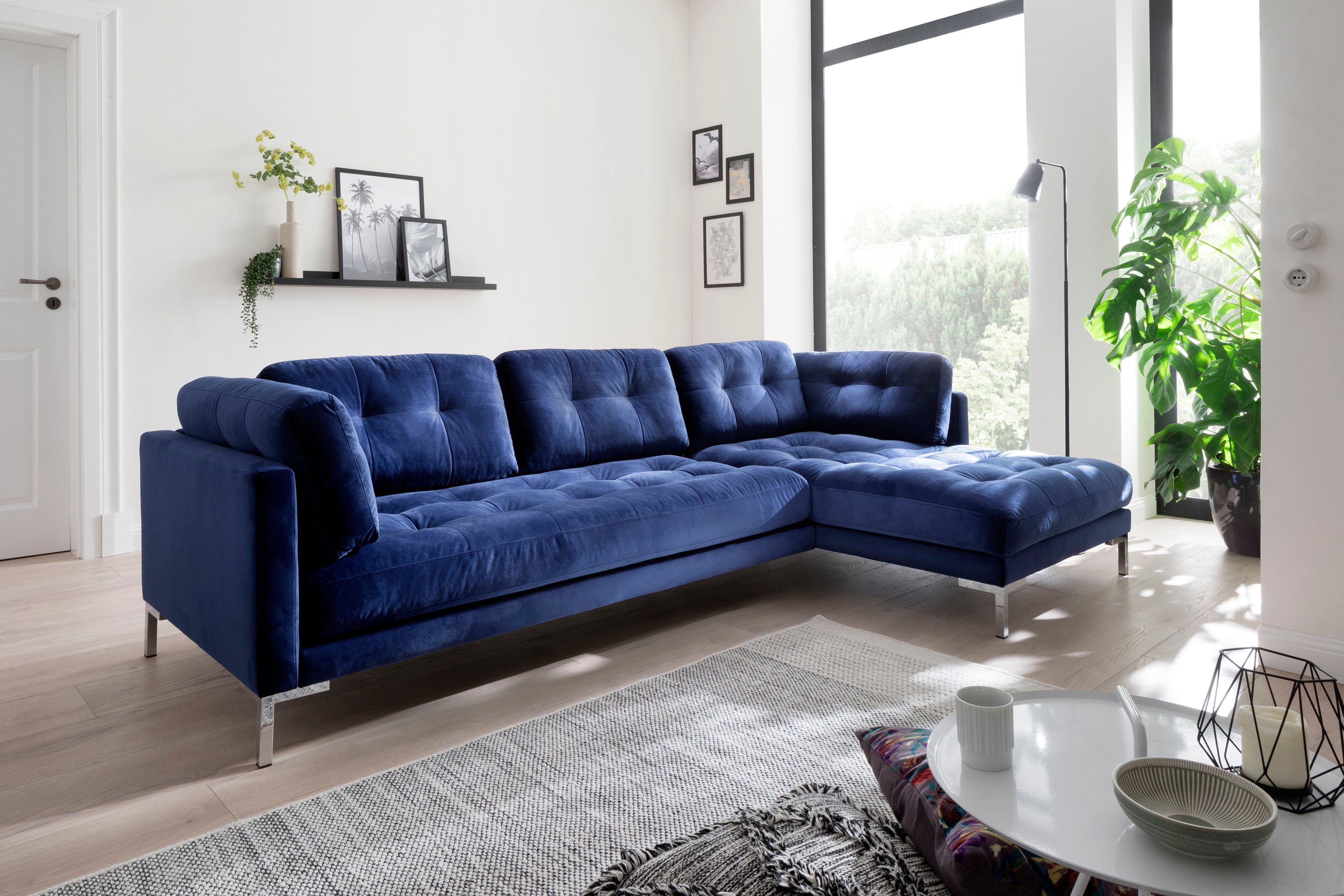 Trends by HG Hoekbank Landau L-vorm in cordstof met metalen voet