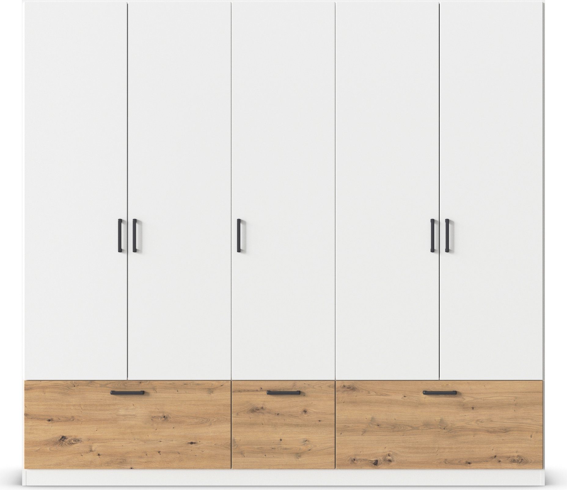 rauch Draaideurkast Kledingkast kast garderobe waskast BARI met lades en moderne greep in grijs metallic made in germany