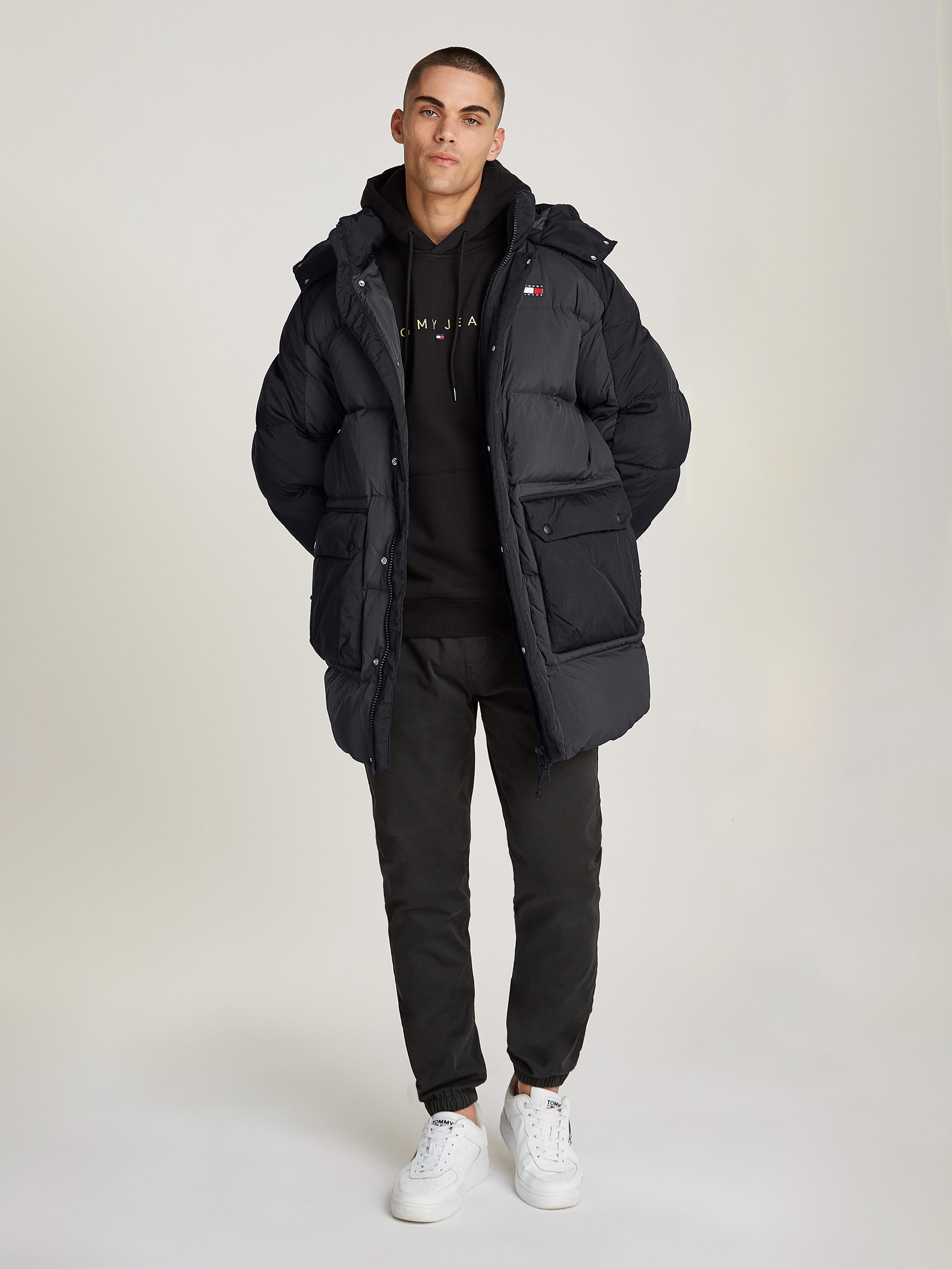 TOMMY JEANS Gewatteerde jas TJM TWO TONE PARKA contrastkleurige inzetten