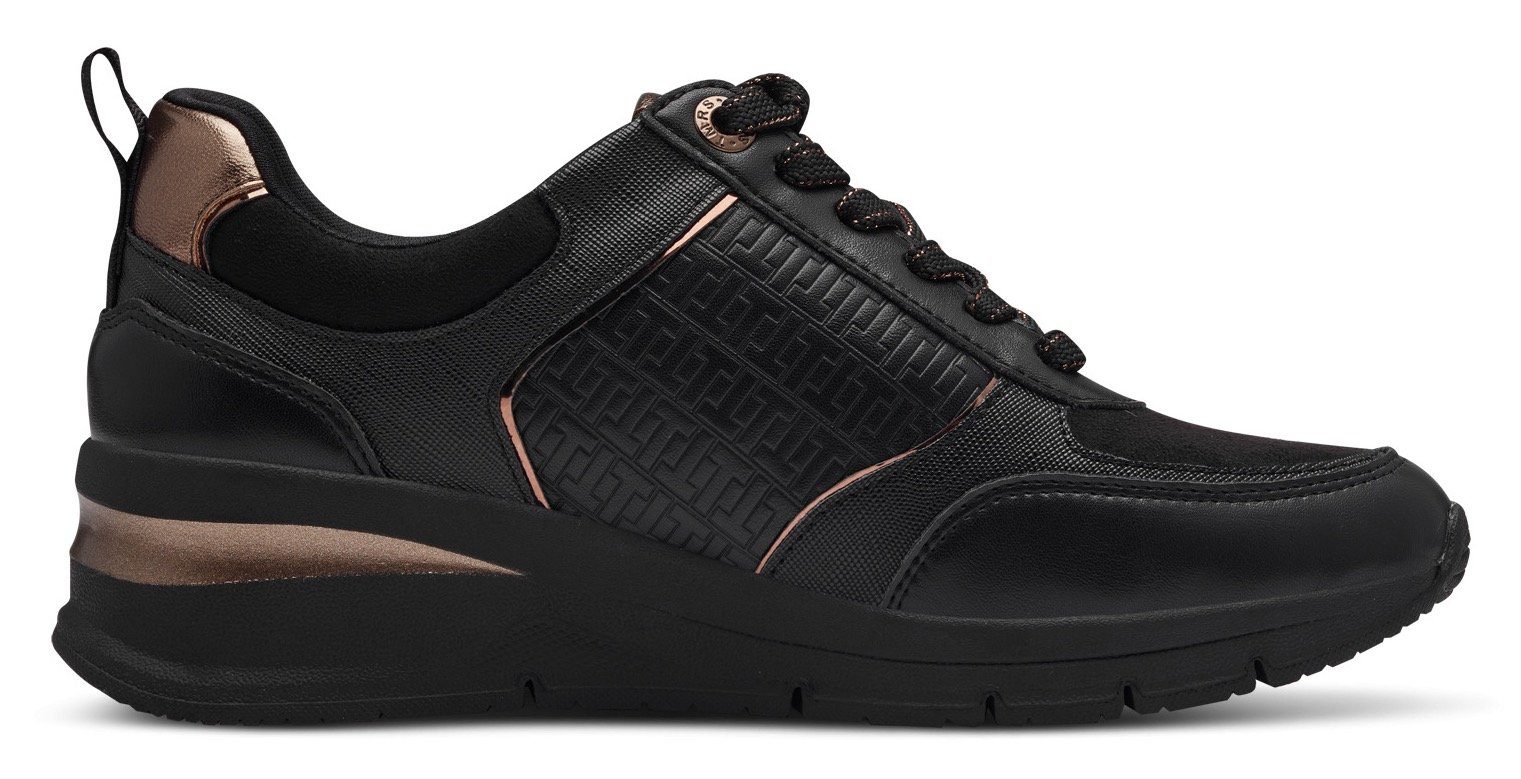 Tamaris Sneakers met sleehak vrijetijdsschoen, lage schoen, veterschoen met buitenrits
