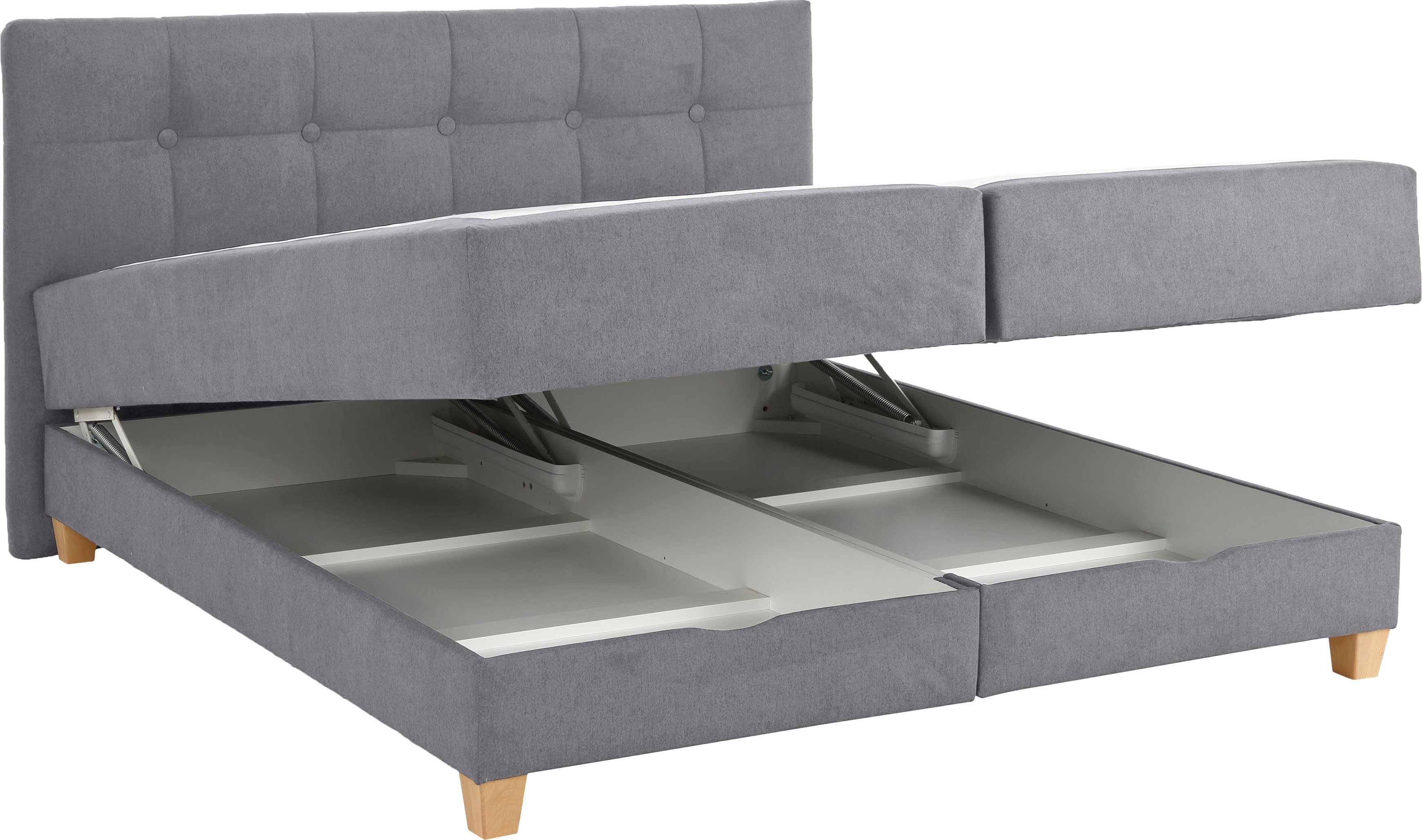 Home affaire Boxspring Lonrai in h2, h3 & h4 en xxl - verlengde 220 cm kiesbaar, incl. topper