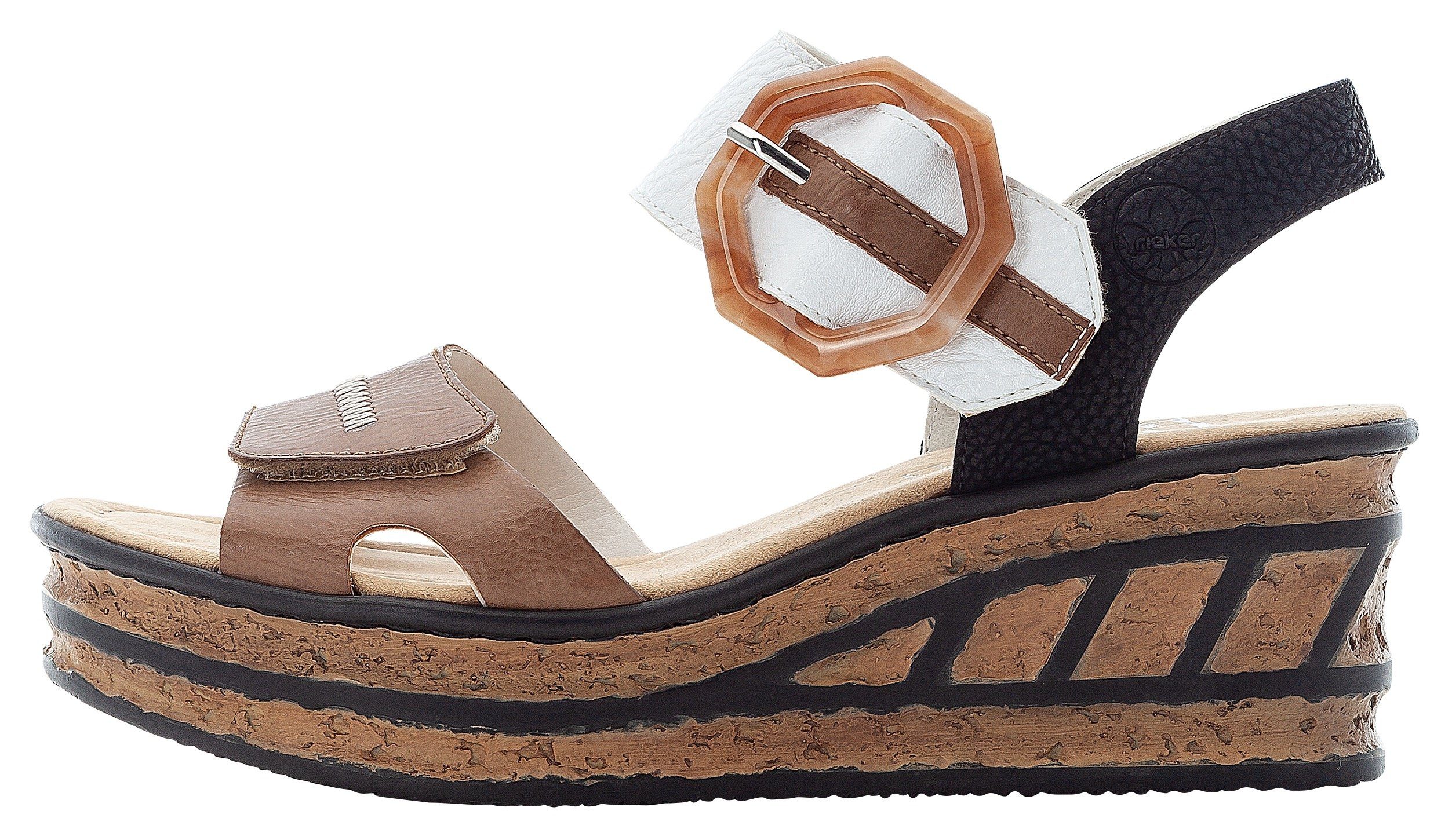 Rieker Sandaaltjes zomerschoen, sandaal, sleehak, in modieuze look