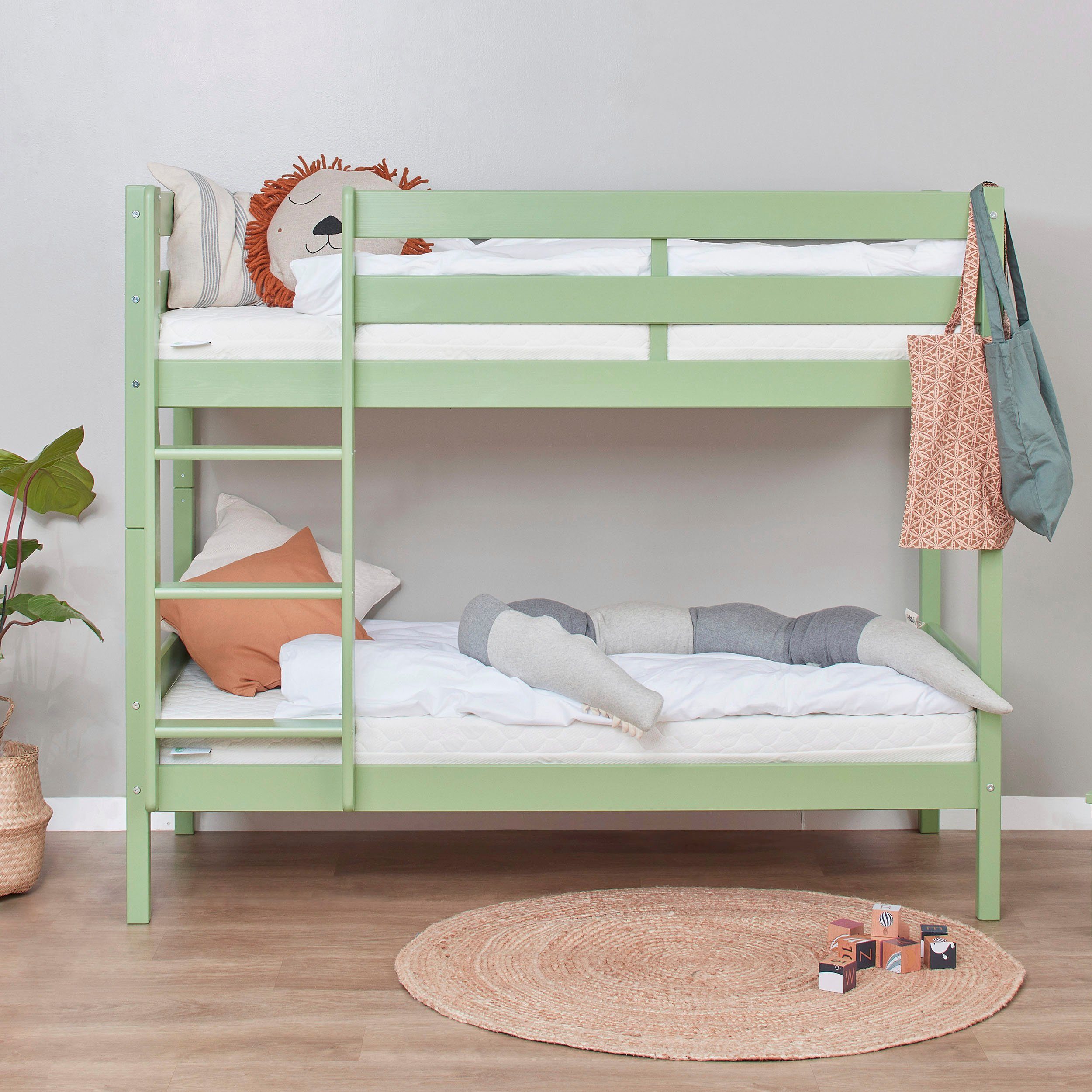 Hoppekids Stapelbed Eco comfort kinderbed 90x200 of 70x160 van massief hout in 4 kleuren
